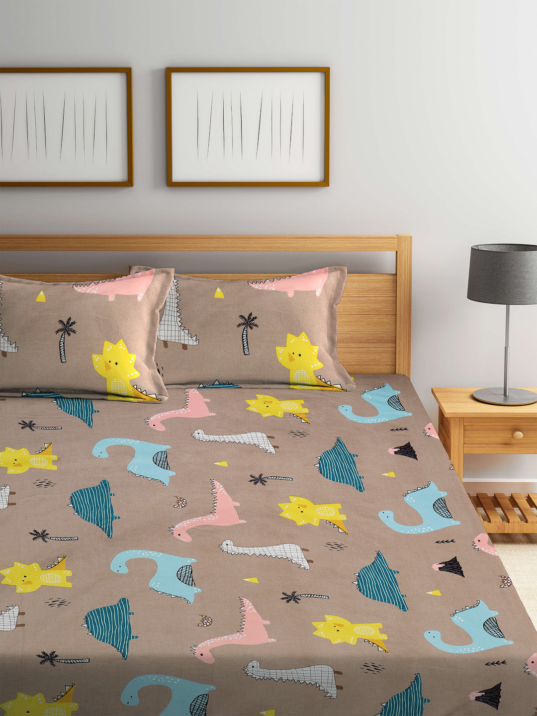 Kid's Special Cartoon Printed King Size Bedsheets with 2 Pillow Covers by KLOTTHE (250X225cm)
