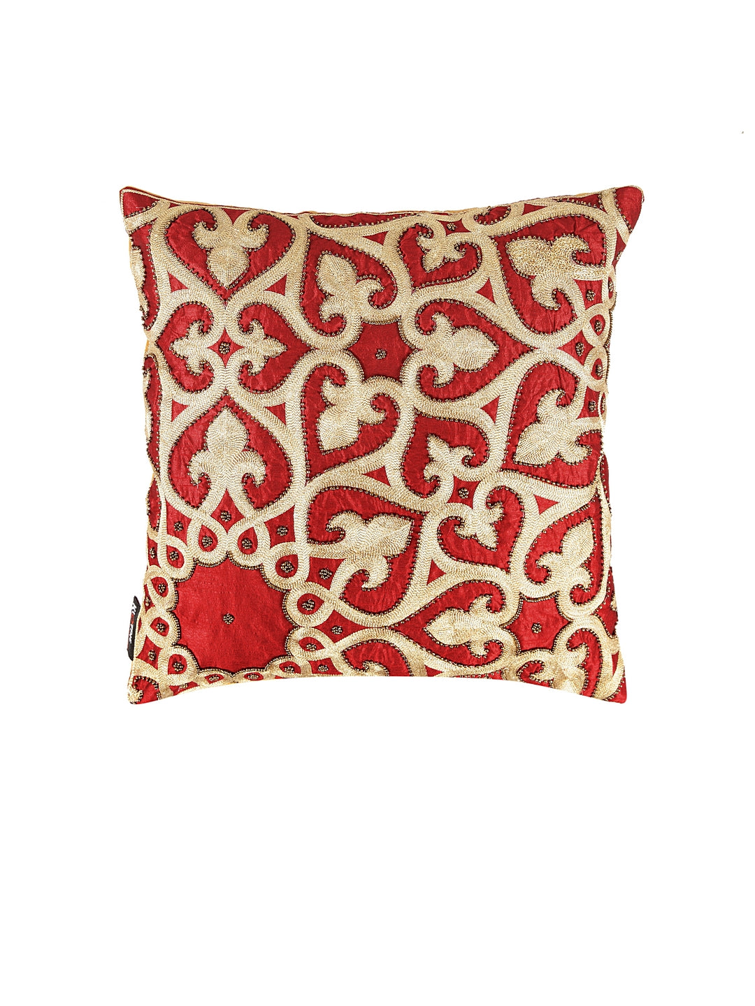 Klotthe Red Cotton Silk Embroidered Set of 2 Cushion Cover (40X40 cm)
