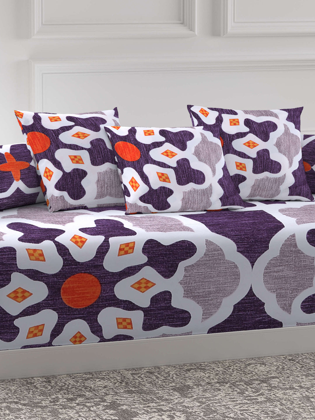 Klotthe Unisex Multicolor Printed Single Bedsheet With 2 Bolster Covers & 3 Cushion Covers