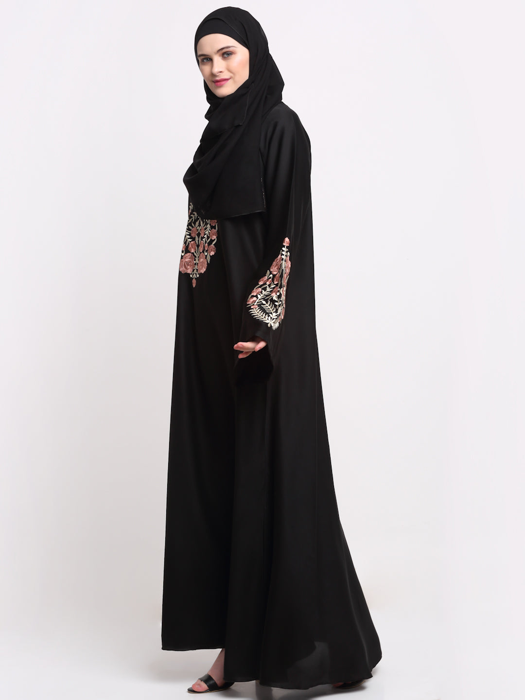 Klotthe Women Black Solid Burqa with Scarf
