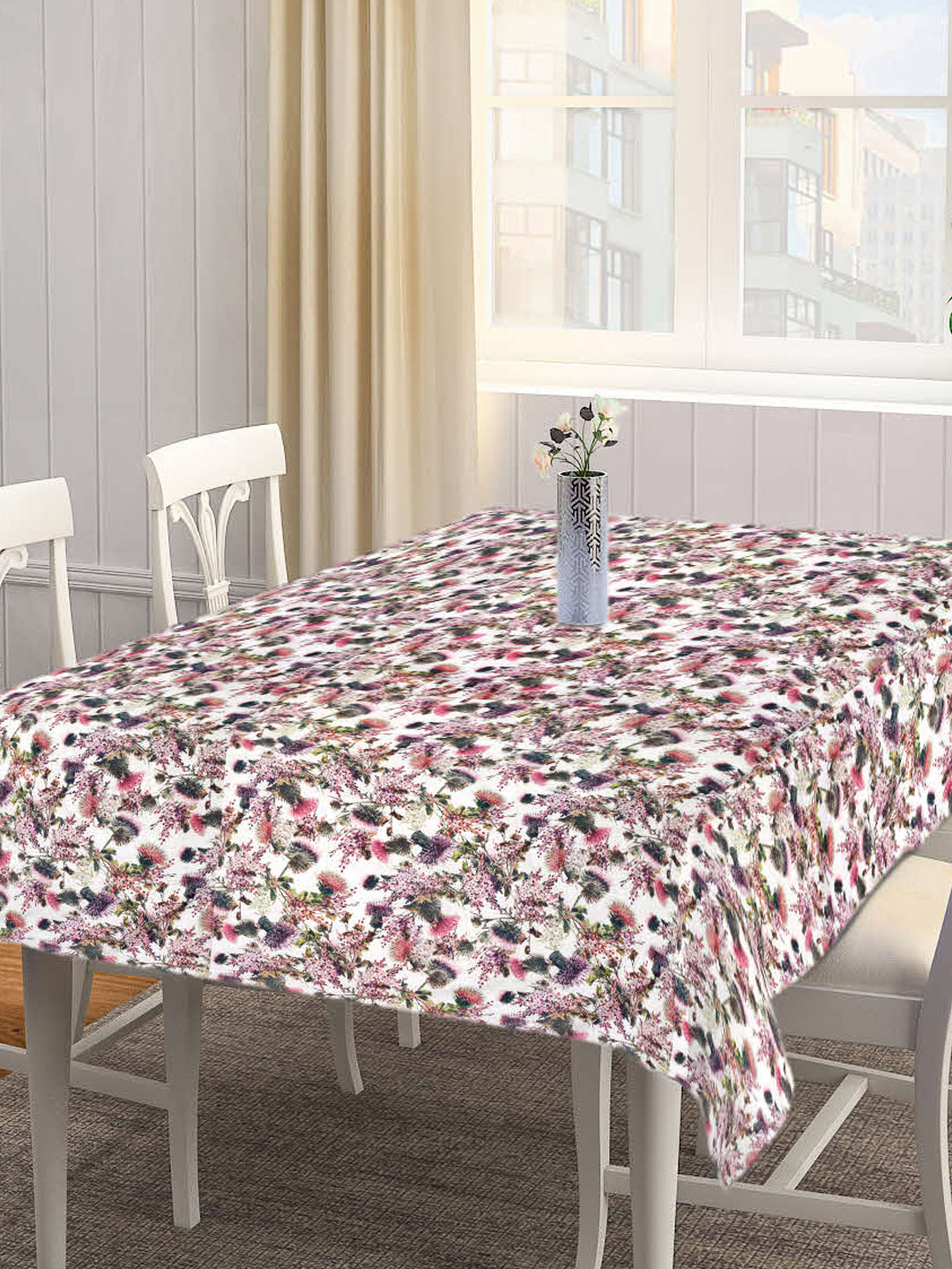 Klotthe MultiColor Floral Cotton 6 Seater Rectangular Table Cover