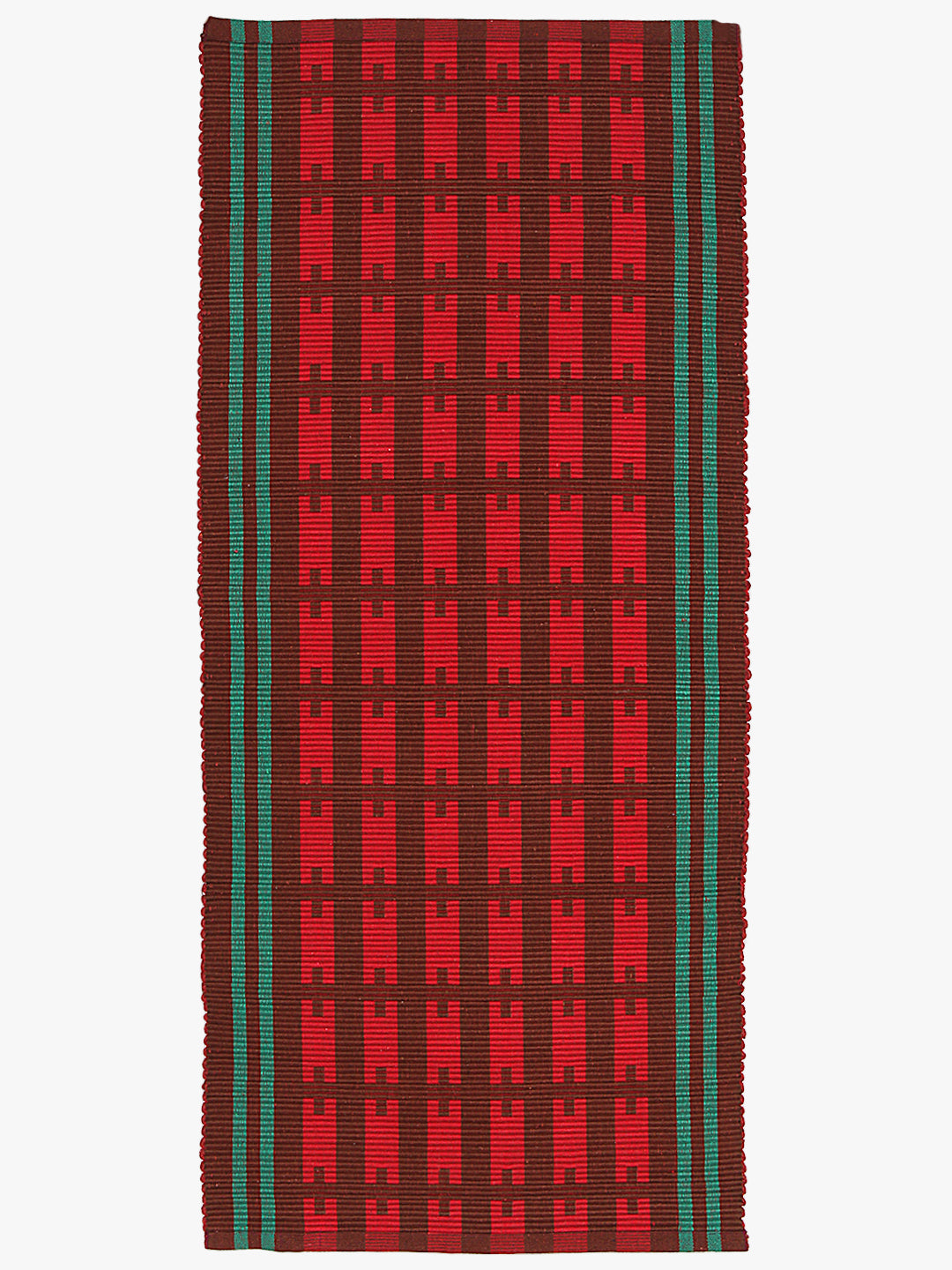 Klotthe Red Rectangular Striped Cotton Anti-Skid Rugs