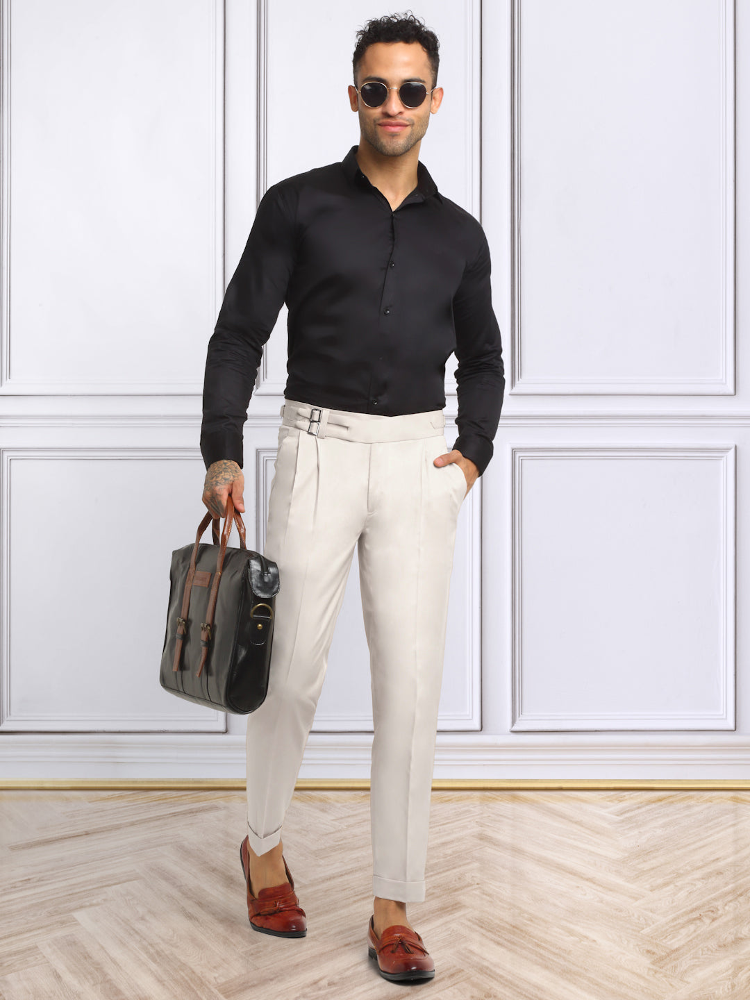 Italian Style Formal Gurkha Pant-Cream