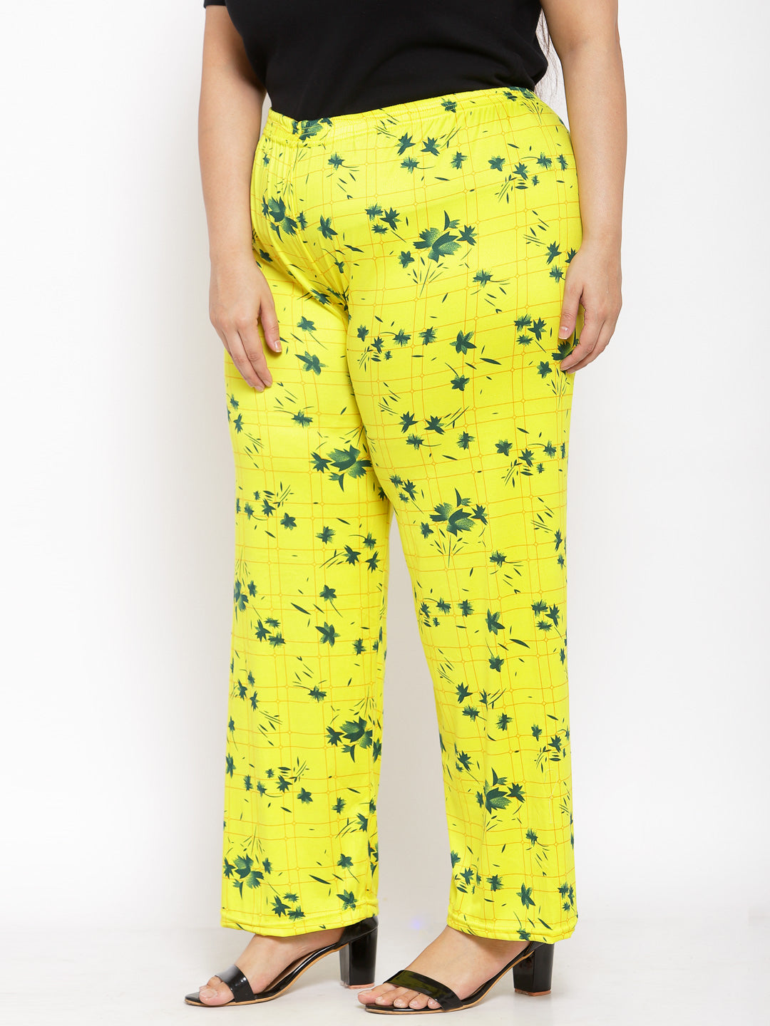 KLOTTHE Yellow Viscose Rayon Printed Palazzo