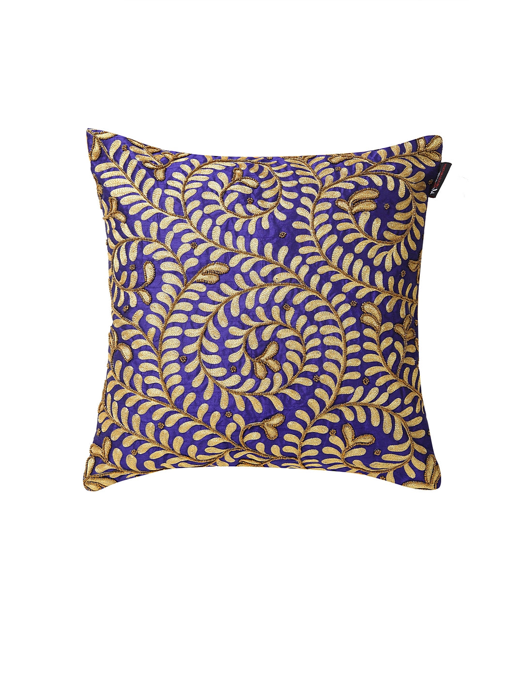 KLOTTHE Set of Two RoyalBlue Cotton Silk Embroidered Cushion Covers