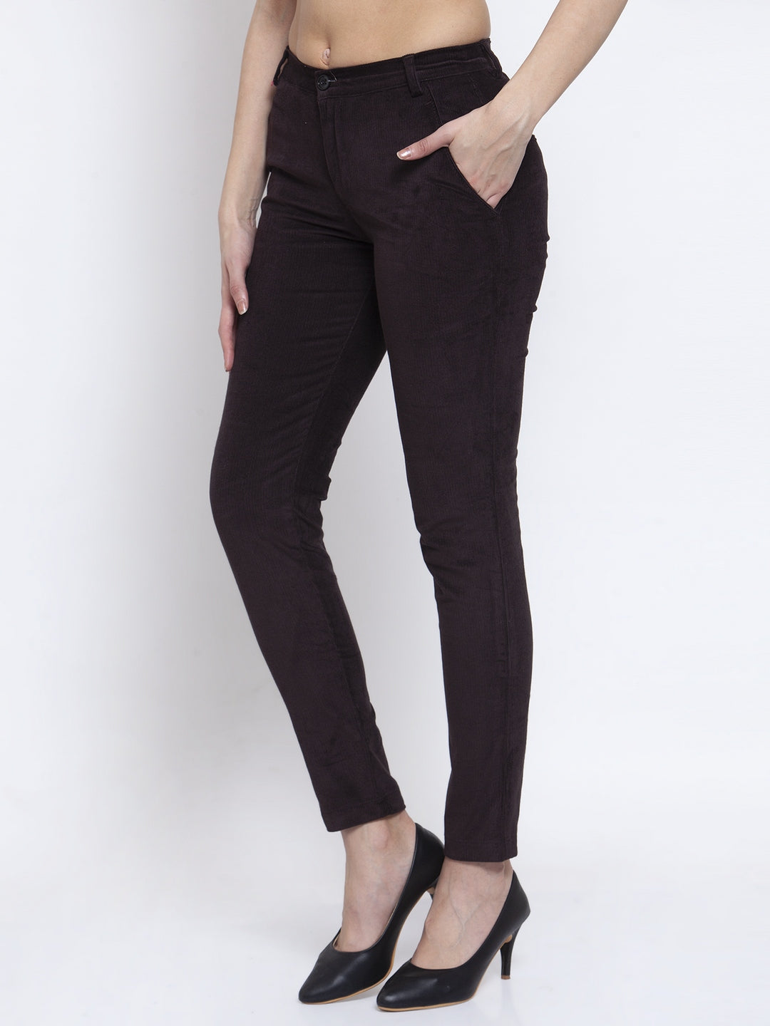 KLOTTHE Brown Cotrise Solid Trousers