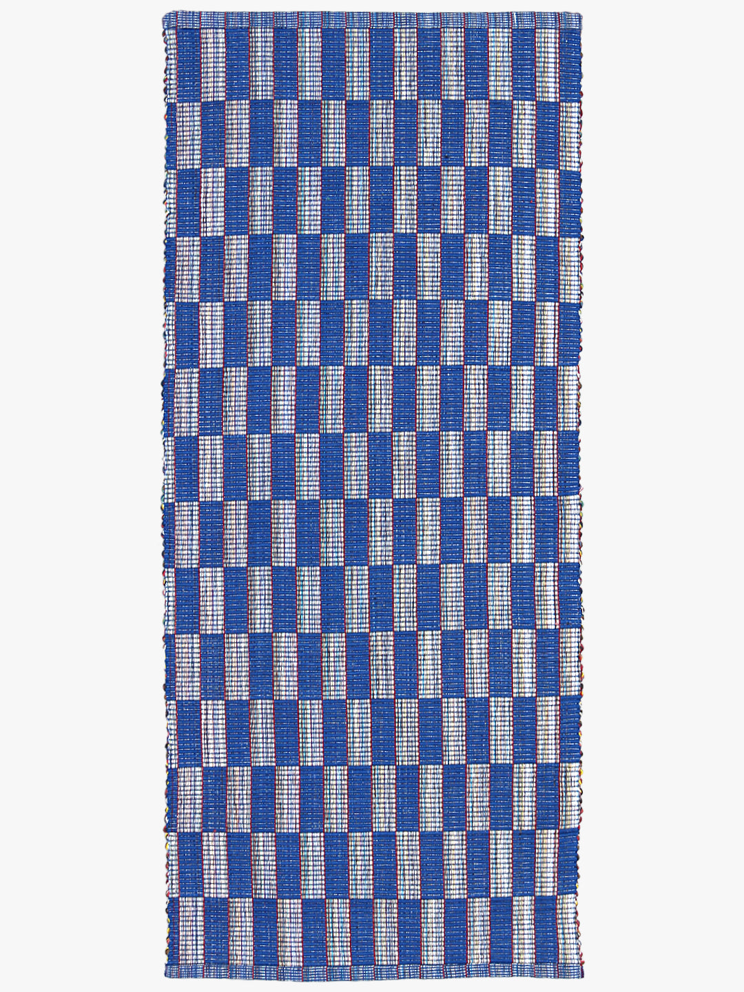 Klotthe Blue Rectangular Geometric Cotton Anti-Skid Rugs