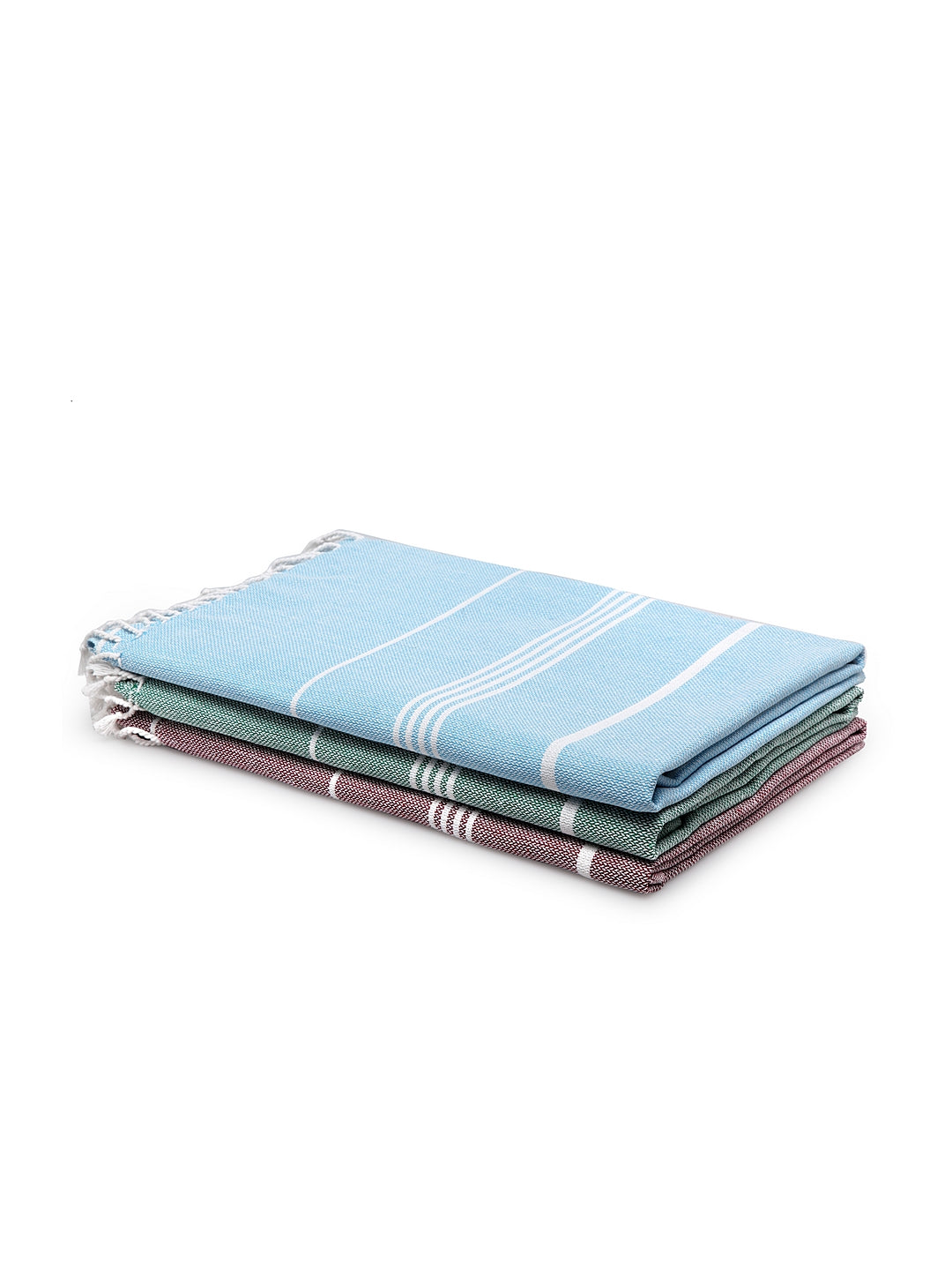 KLOTTHE Set of Three Cotton Striped Bath Towels 150X75 cm