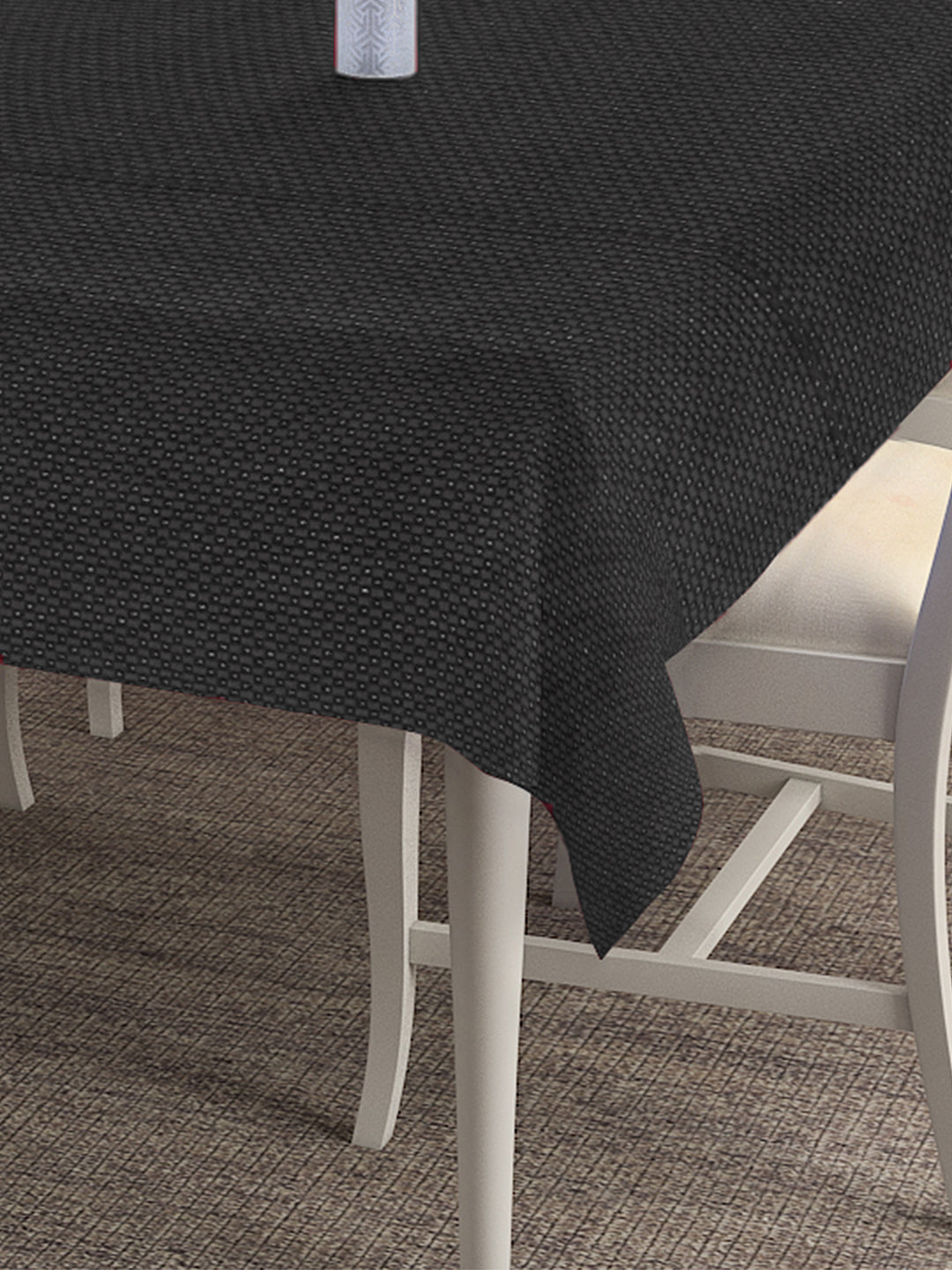 KLOTTHE Black Cotton Solid Table Cover (72X52 Inch)