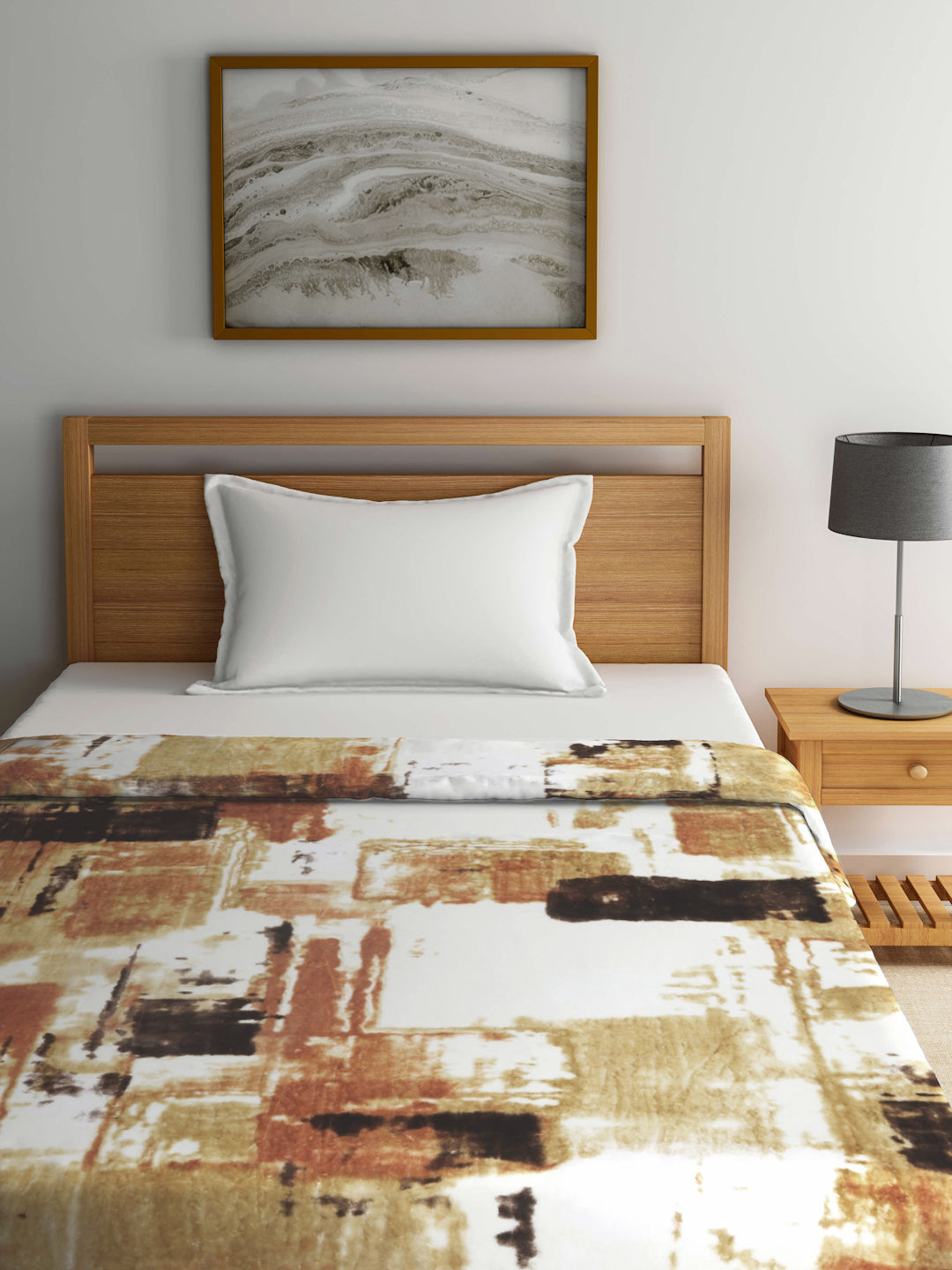 Klotthe Unisex Brown Abstract Heavy Winter 1000 GSM Single Bed Blanket