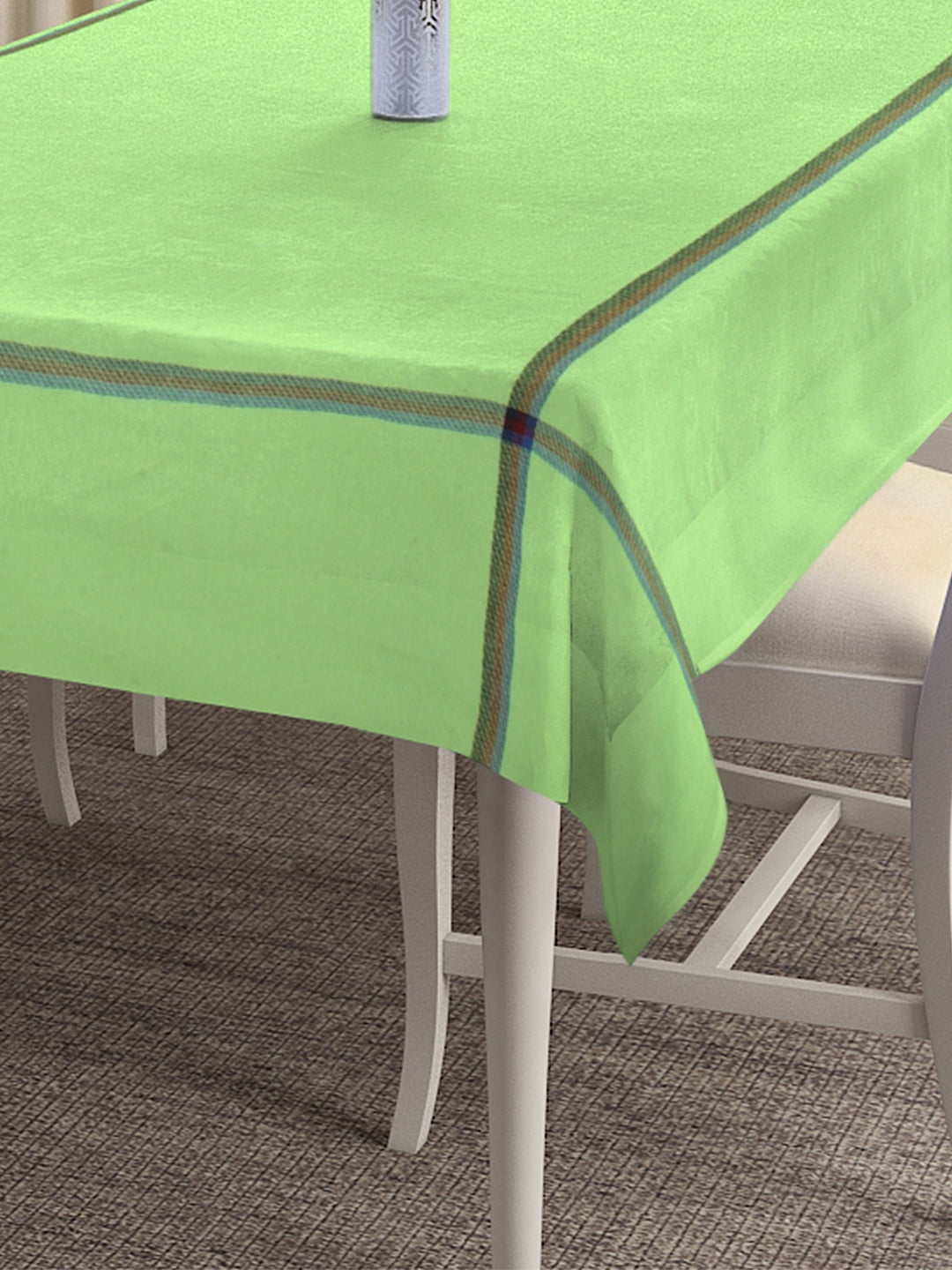 KLOTTHE LightGreen Cotton Solid Rectangle Table Cover (72X52 Inch)