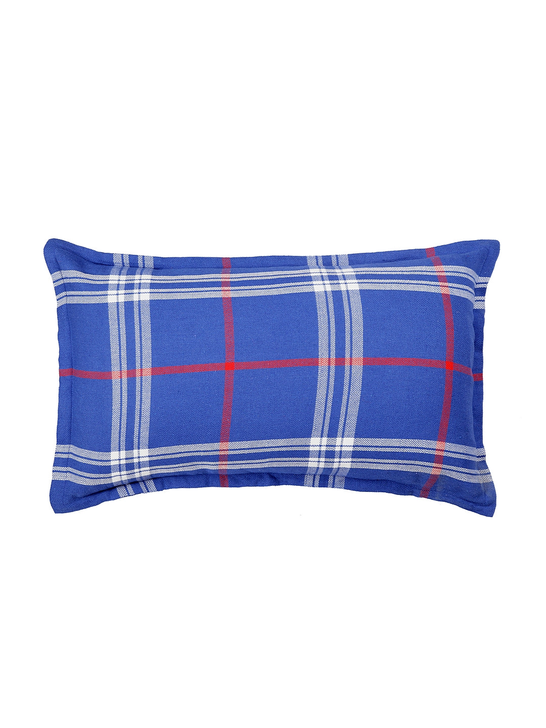 KLOTTHE Set of 2 Blue Cotton Jacquard Pillow Covers (45X70 cm)