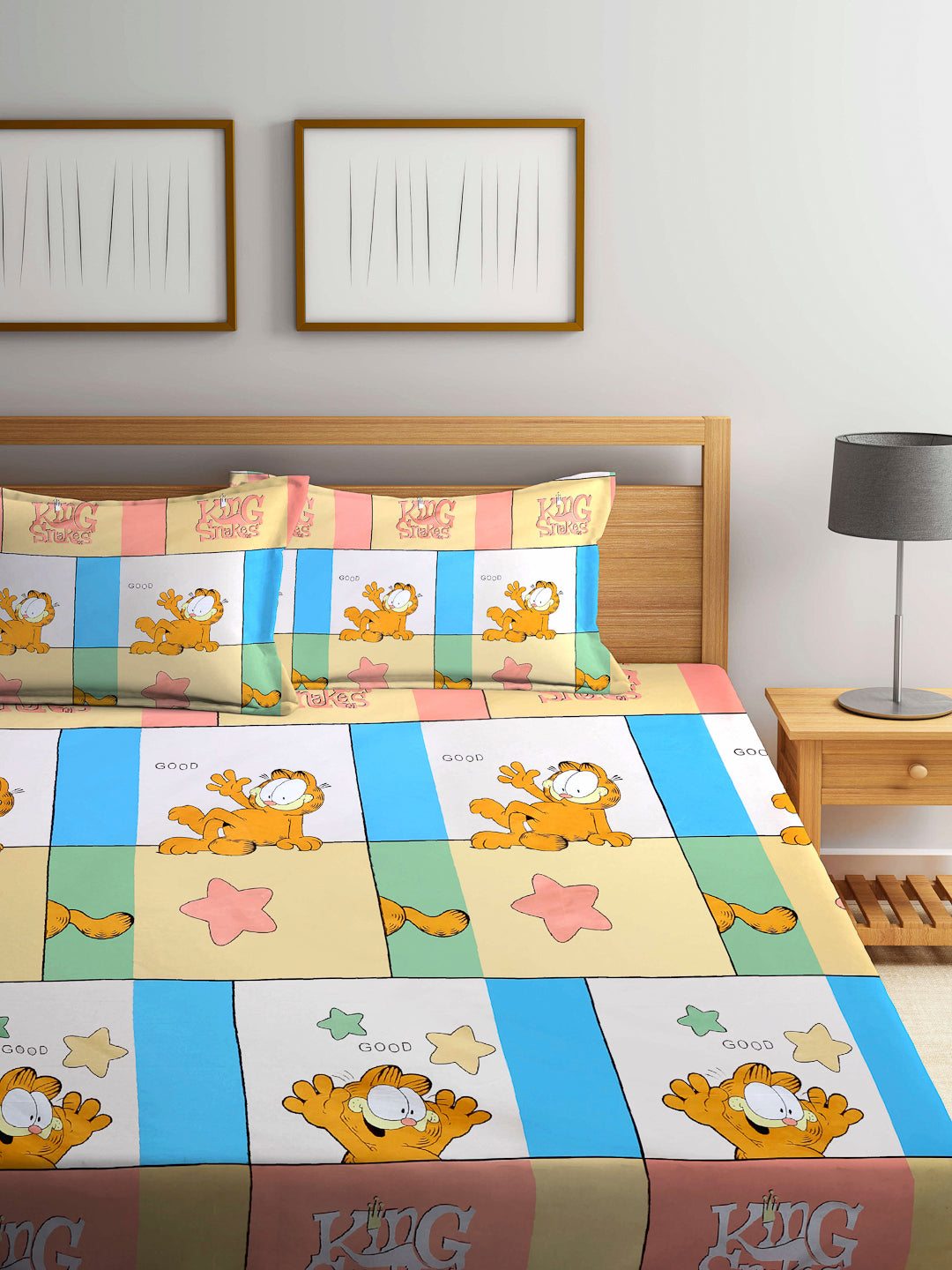 Kid's Special Cartoon Printed King Size Bedsheets with 2 Pillow Covers by KLOTTHE (250X225cm)
