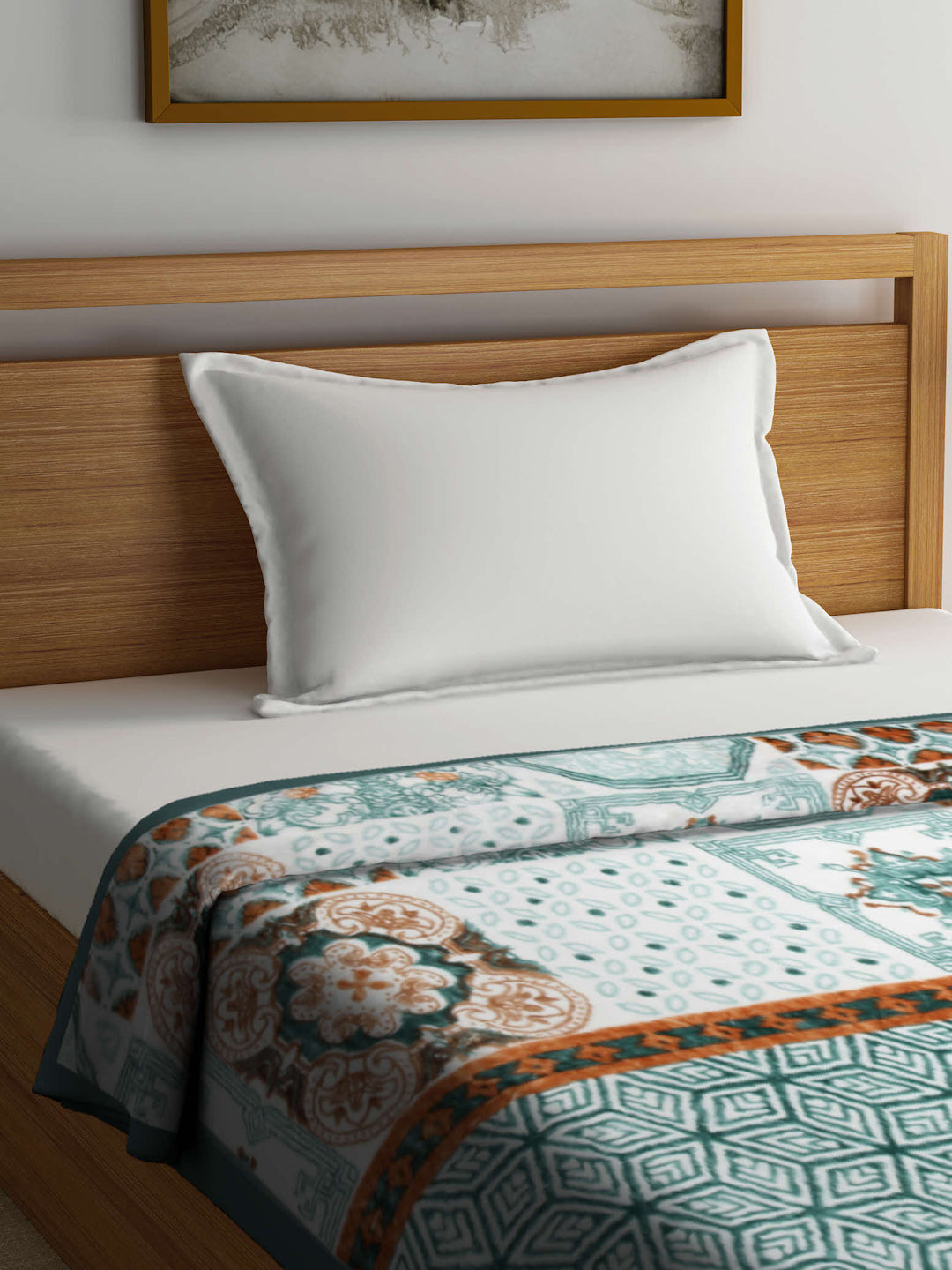 Klotthe Unisex Green Abstract Heavy Winter 1000 GSM Single Bed Blanket
