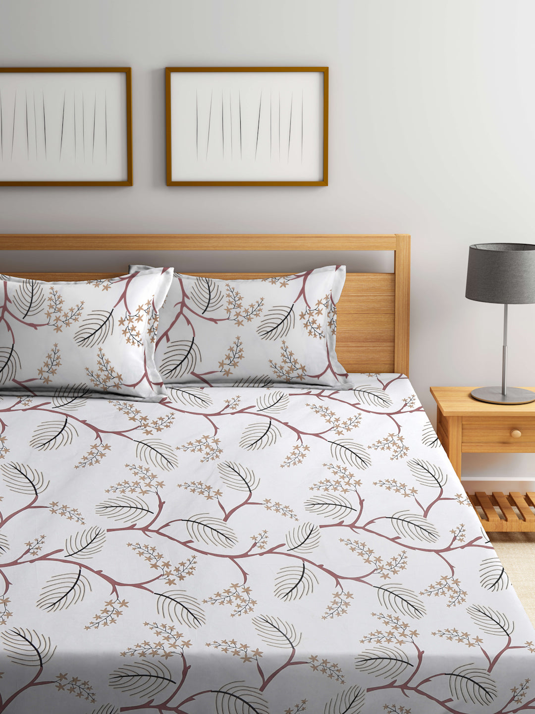 Klotthe Multicolor Floral 300 TC Cotton Blend Double Bedsheet with 2 Pillow Covers