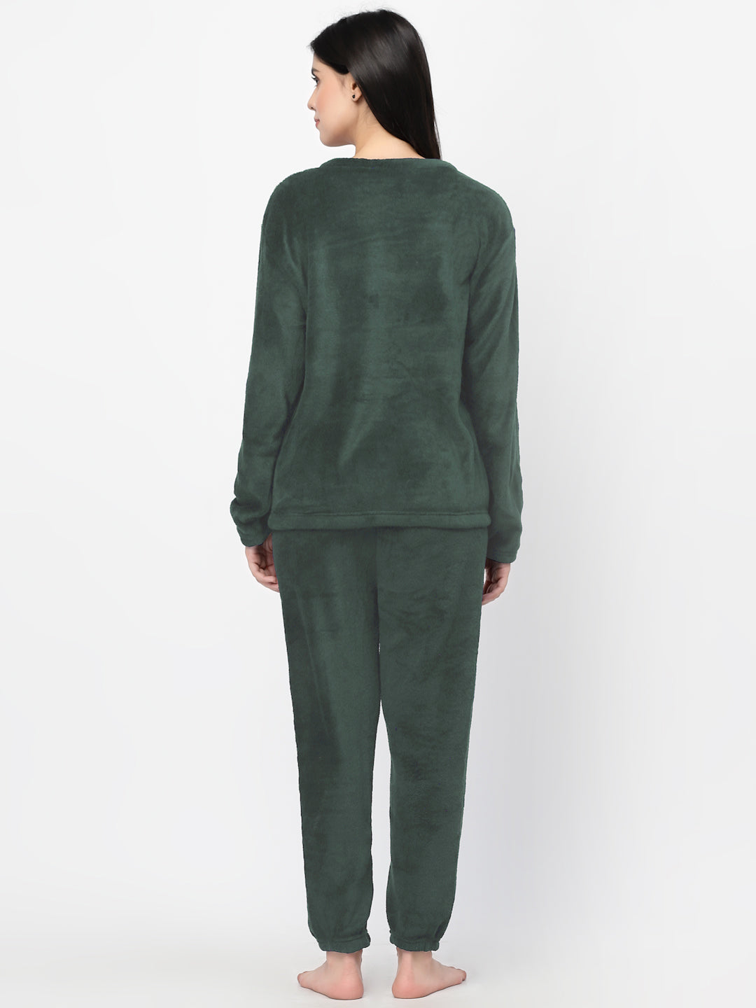 Klotthe Women Green Solid Wool Blend Night Suit