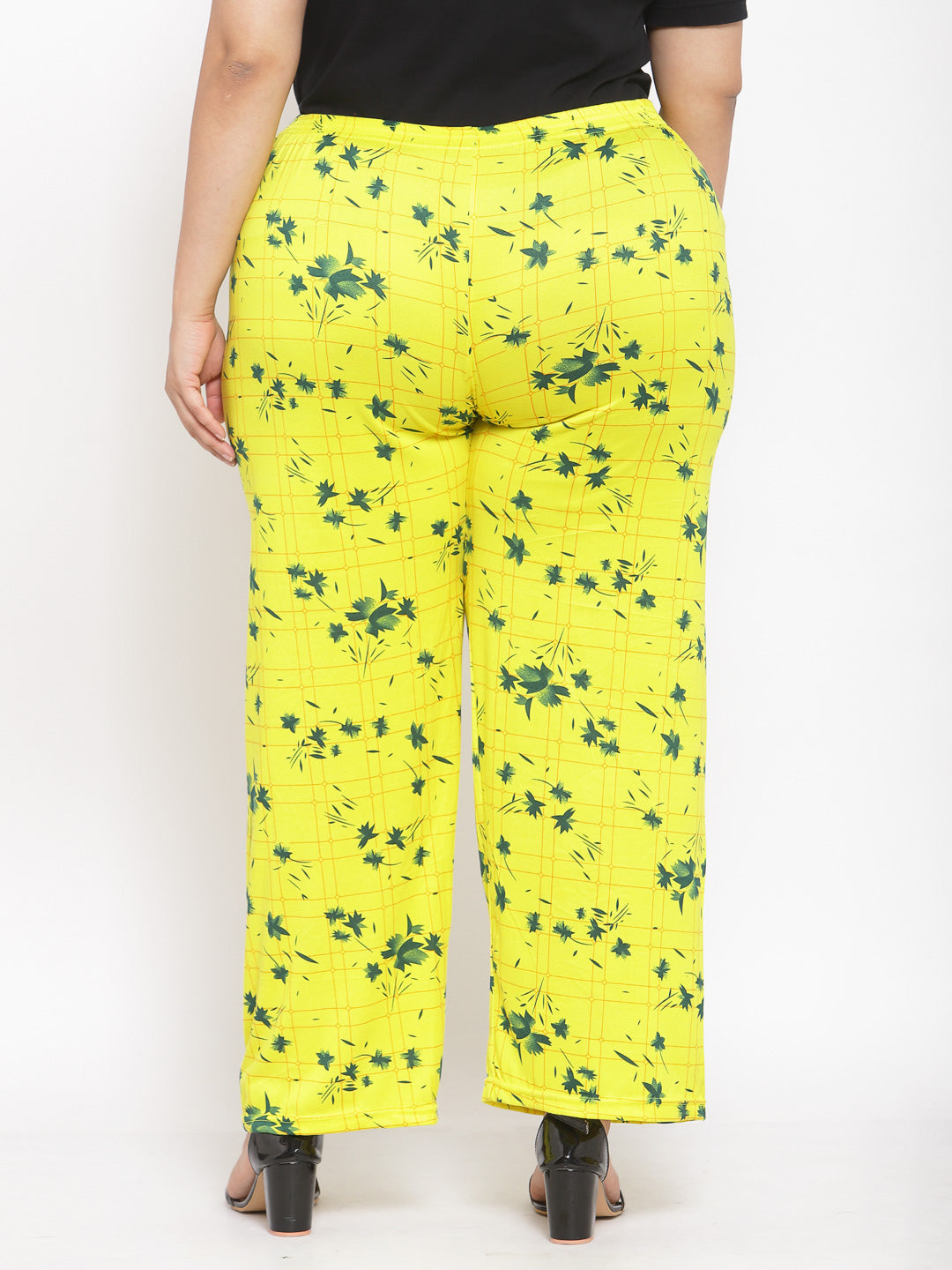 KLOTTHE Yellow Viscose Rayon Printed Palazzo