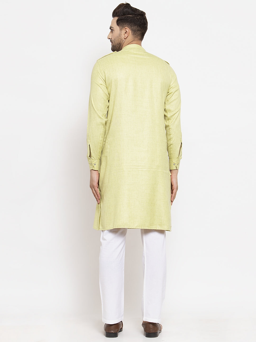 KLOTTHE LightGreen Cotton Solid Kurta With Pyjama