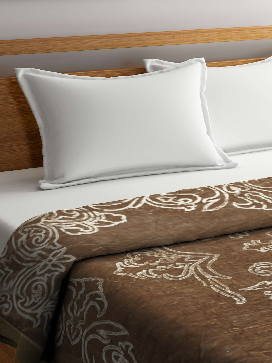Klotthe Unisex Brown Floral Heavy Winter 1000 GSM Double Bed Blanket