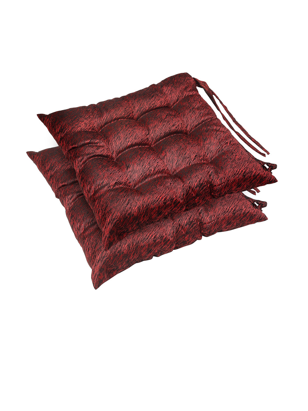 KLOTTHE Set of Two Maroon Poly Cotton Microfibre Chair Pads (40X40 cm)