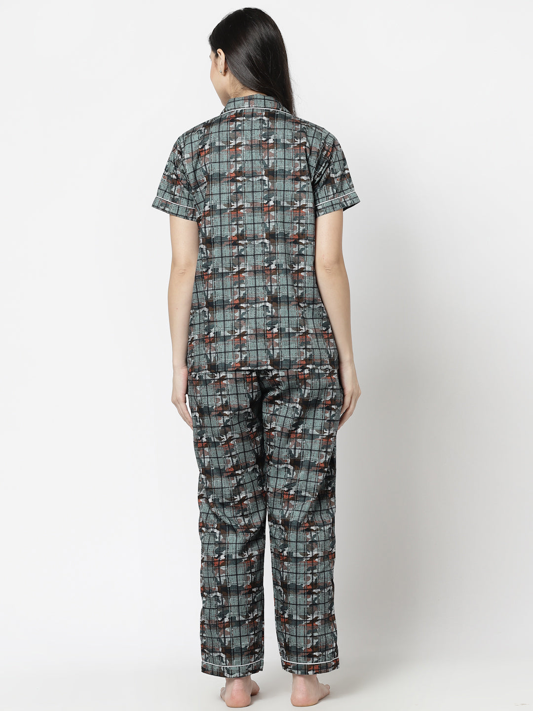 Klotthe Women Multicolor Geometric Print Pure Cotton Night Suit