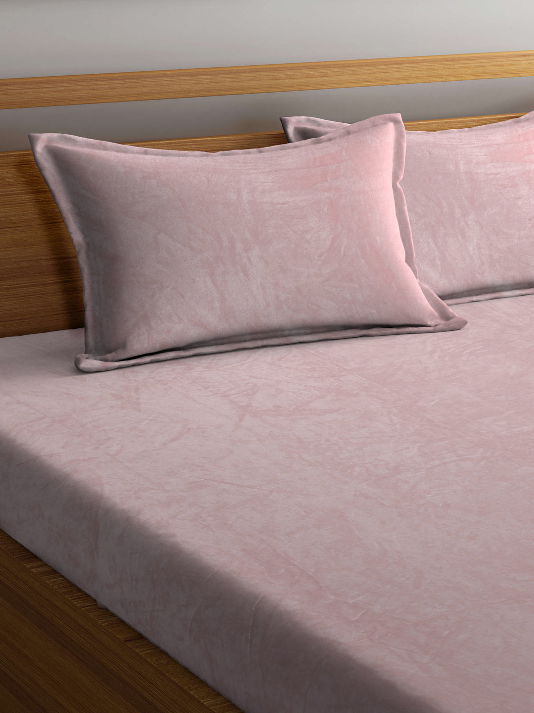 Klotthe LightPink Solid Woolen Double Bed Sheet with 2 Pillow Covers