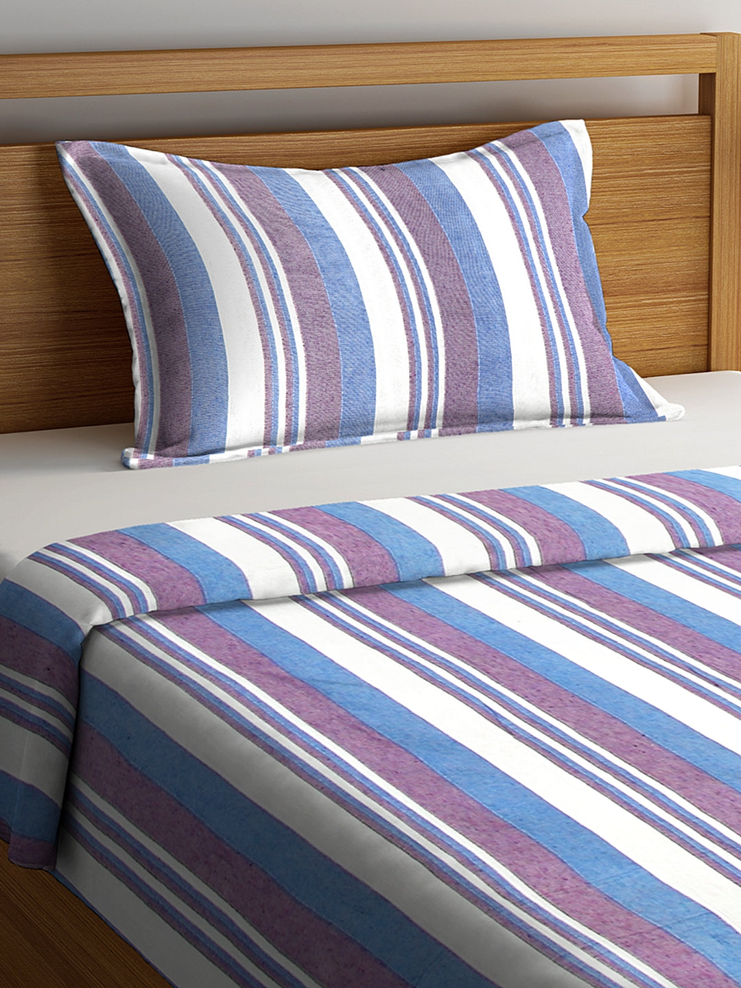 Klotthe Purple wooven design Single Bed cover with one pillow cover