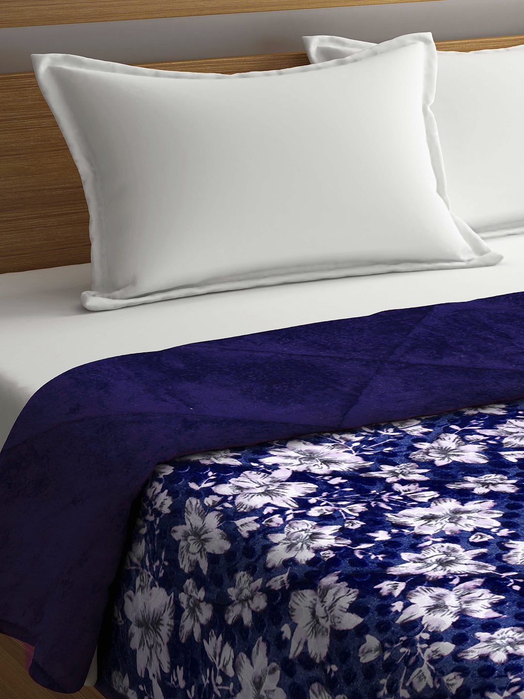 Klotthe Blue Floral Printed 800 GSM Heavy Winter Double Bed Quilt – KLOTTHE®