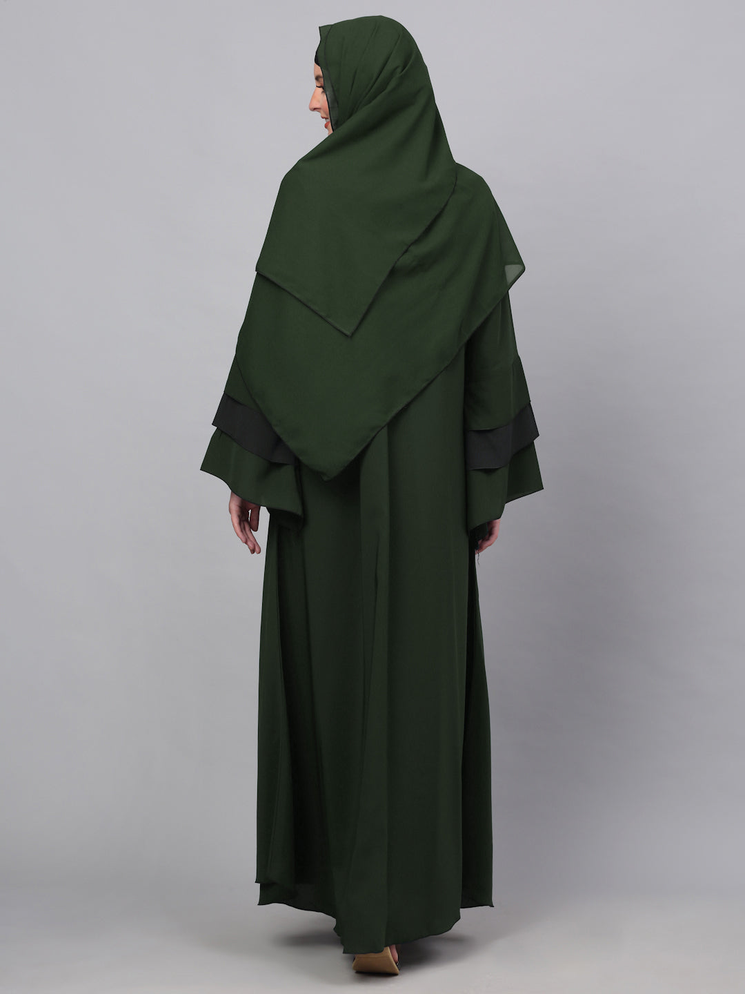 Klotthe Women Olive Embellished Burqa With Scarves