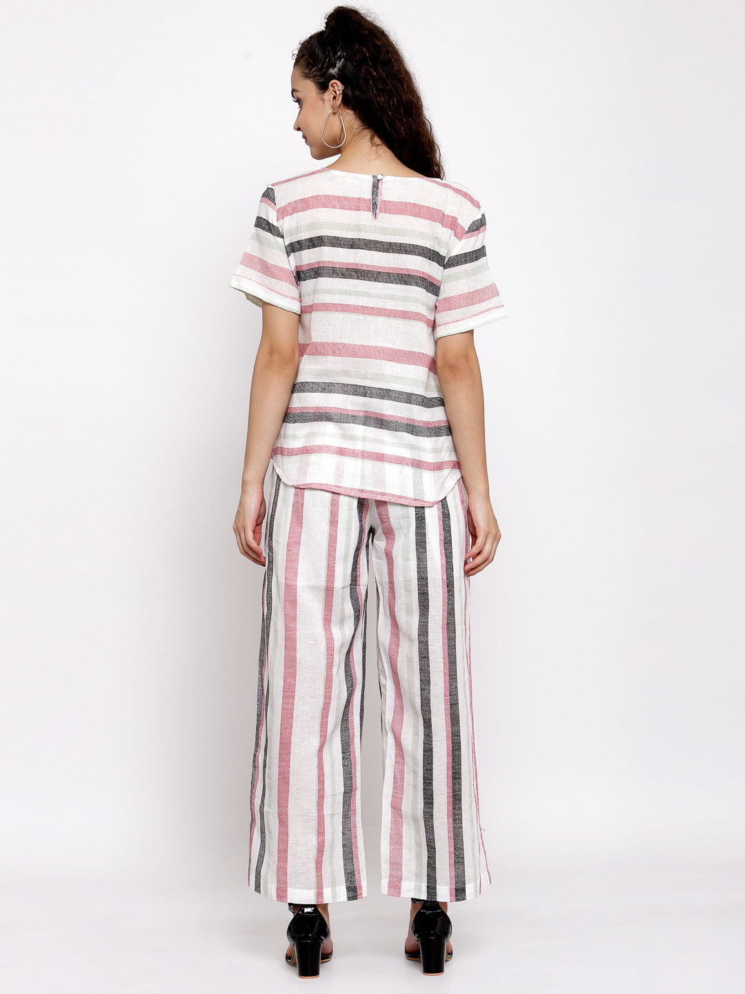 KLOTTHE Multicolor Stripe Printed A- Line Dress with Bottom