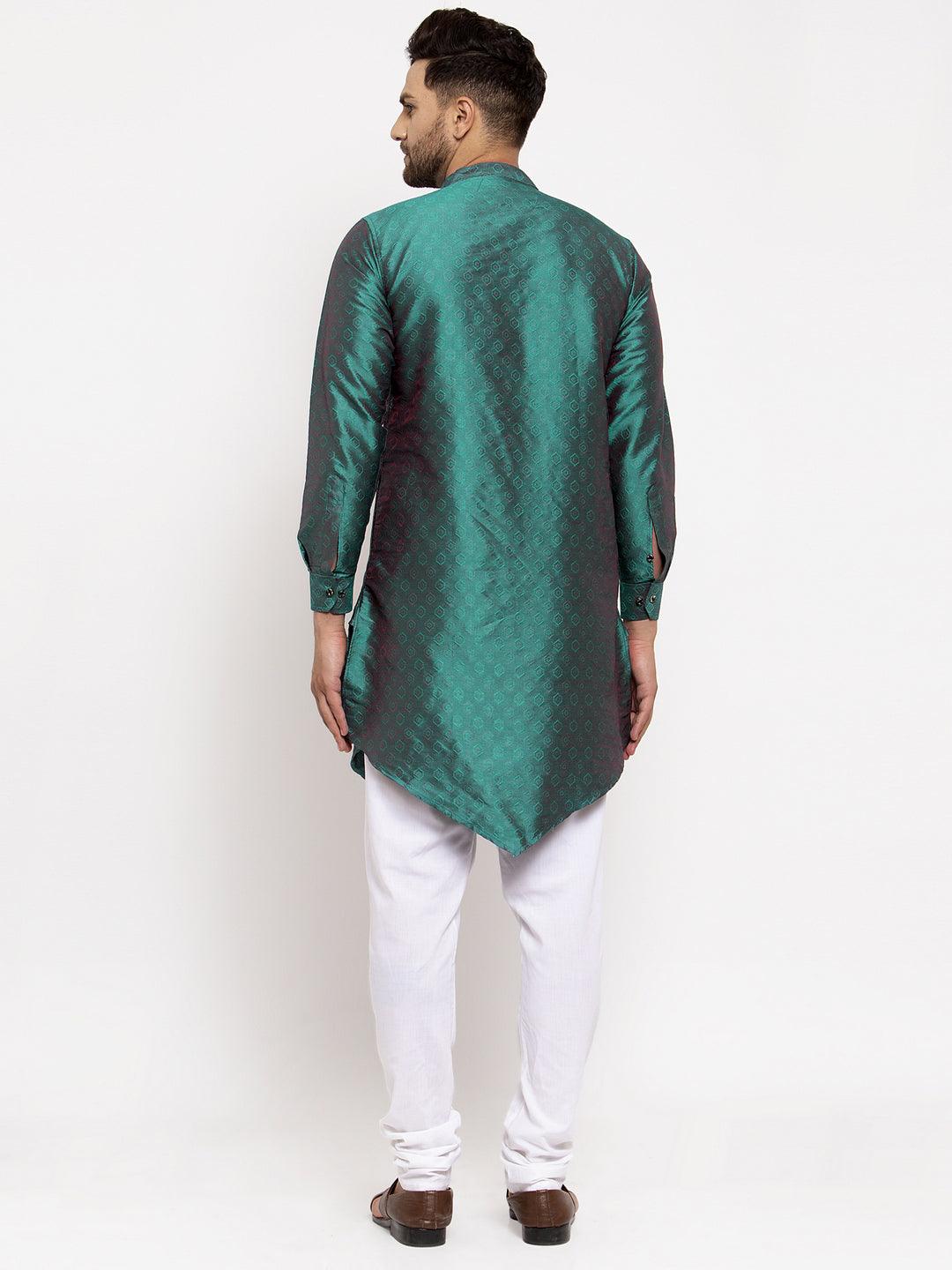 KLOTTHE Green Cotton Woven Design Kurta With Pyjama