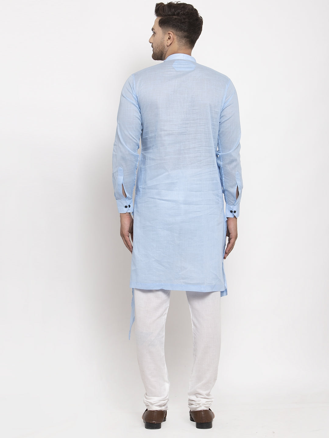 KLOTTHE Blue Cotton Solid Kurta With Pyjama