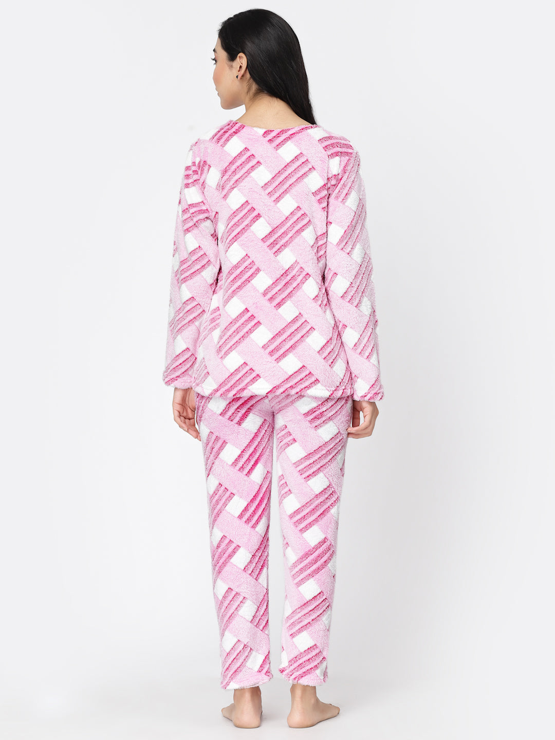 Klotthe Women Pink Printed Wool Blend Night Suit