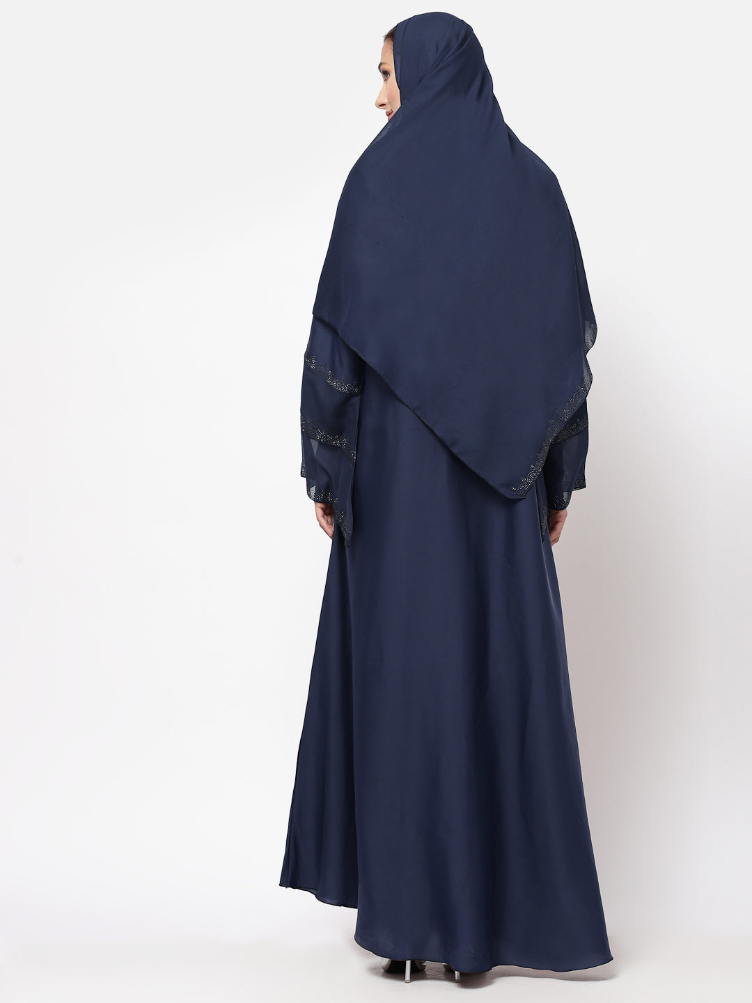 Klotthe Women Blue Embellished Burqa With Scarves