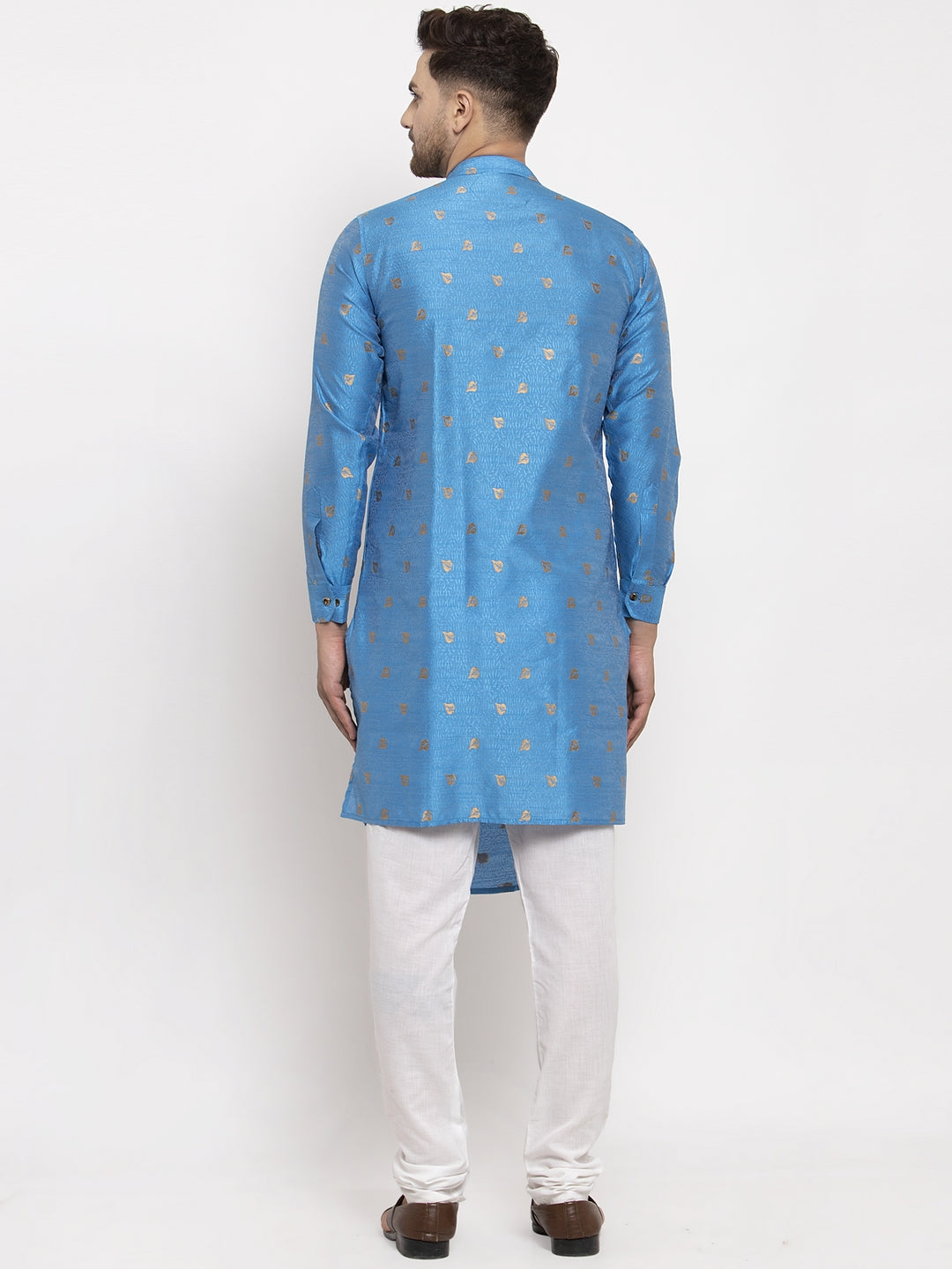 KLOTTHE Blue Cotton Woven Design Kurta With Pyjama