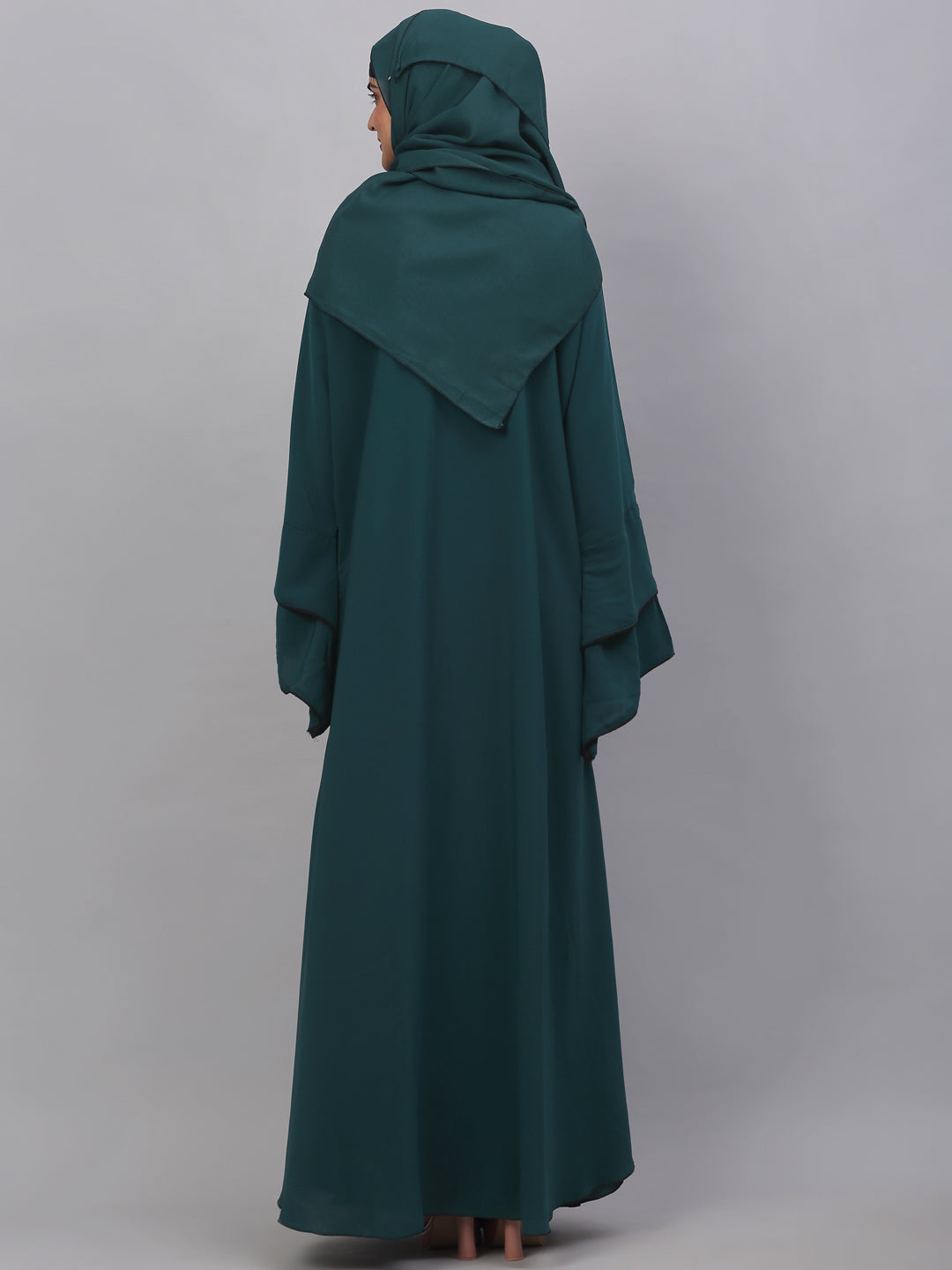 Klotthe Women Turq Embellished Burqa With Scarves