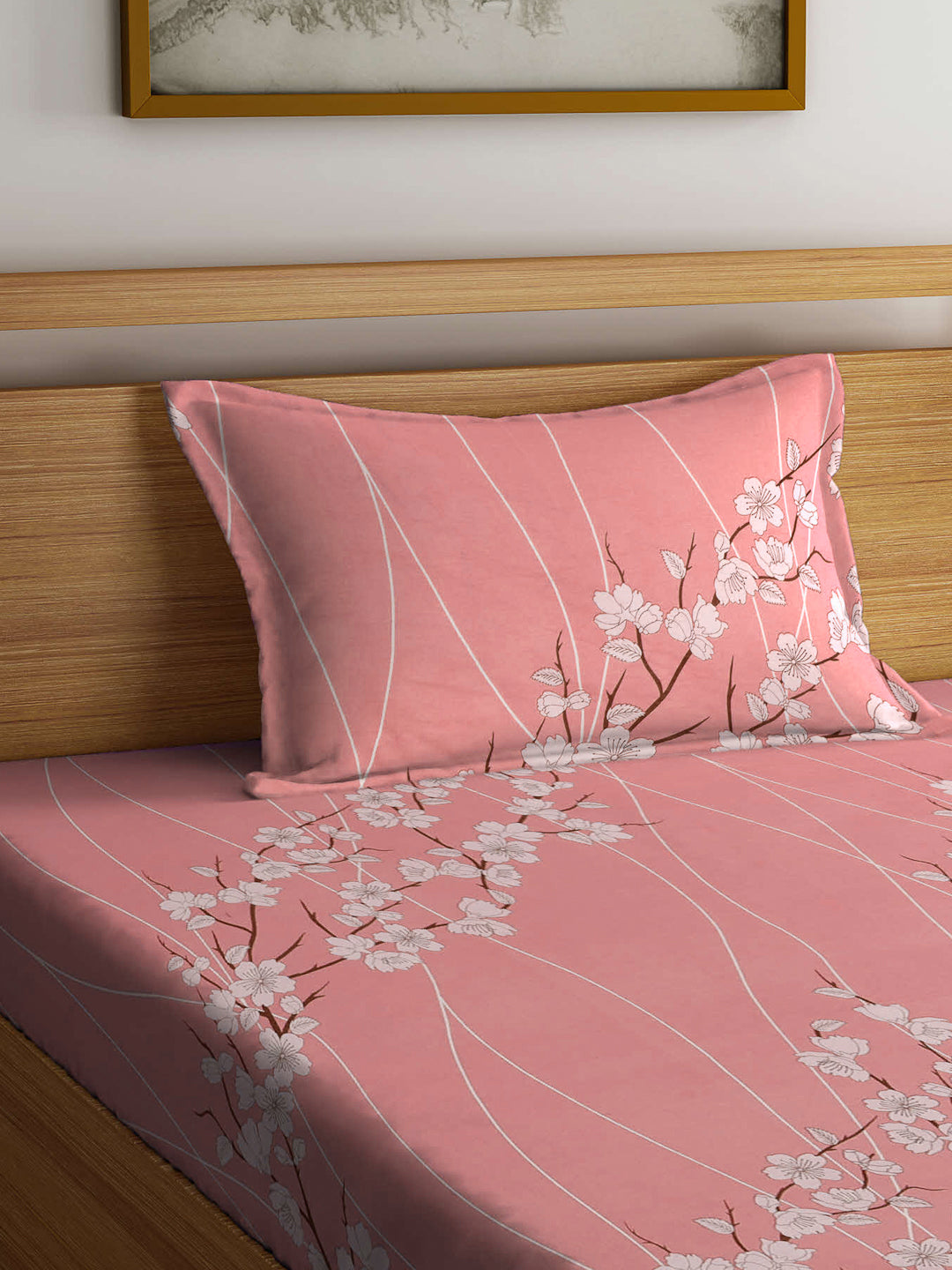 Klotthe Multicolor Floral 400 TC Pure Cotton Single Bedsheet with Pillow Cover
