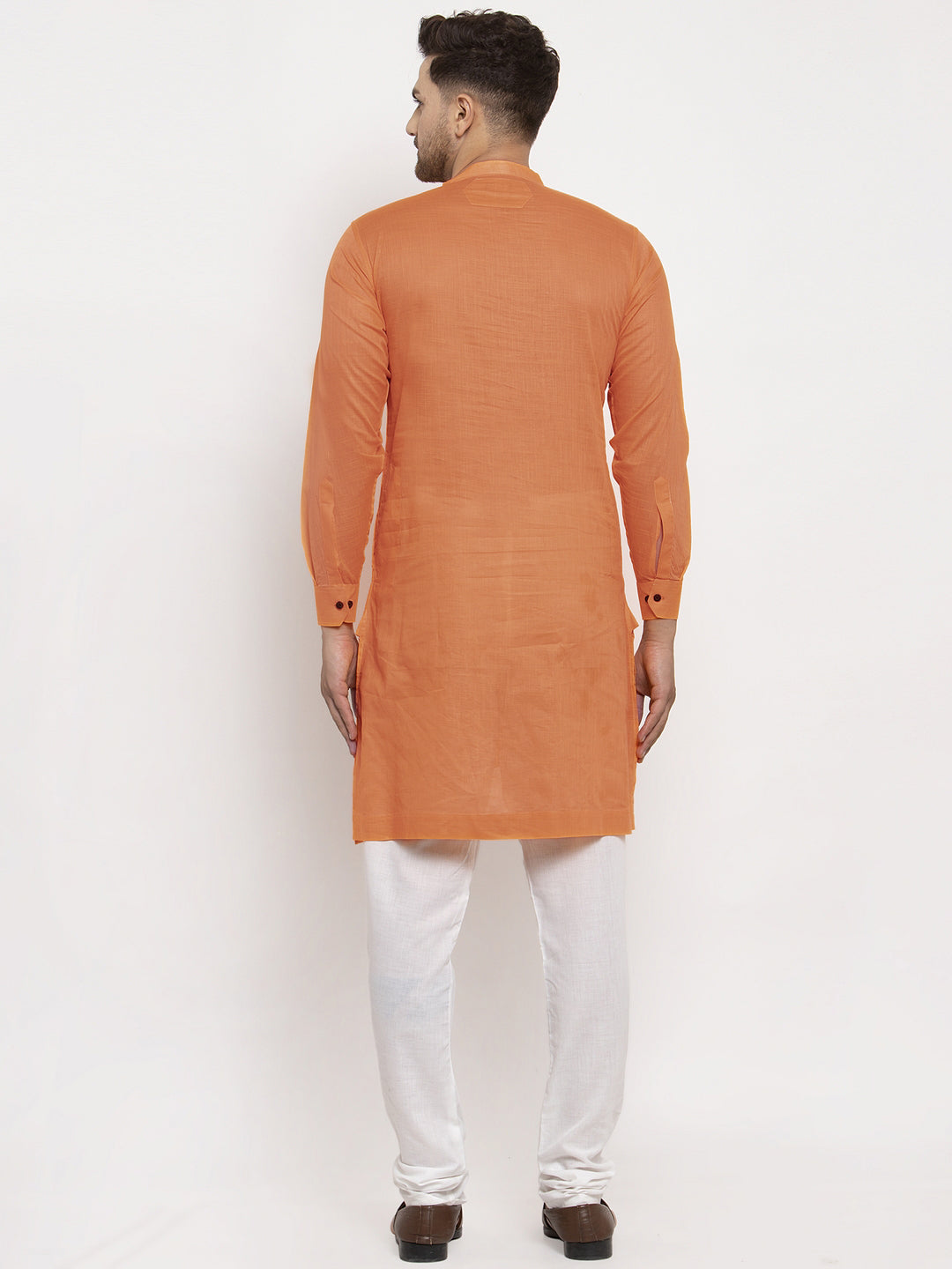 KLOTTHE Orange Cotton Solid Kurta With Pyjama