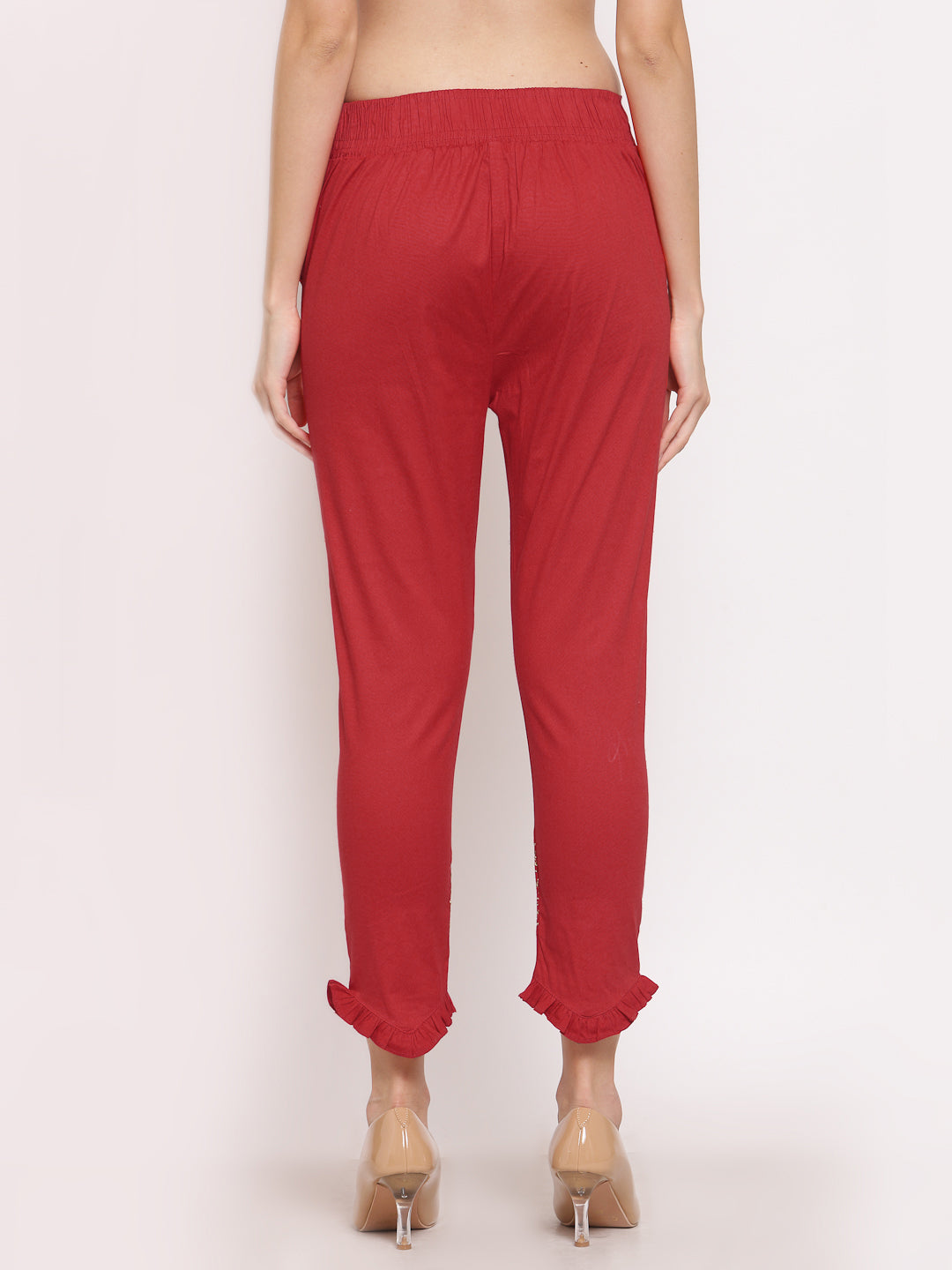 Klotthe Women Red Solid Slim Fit Trouser