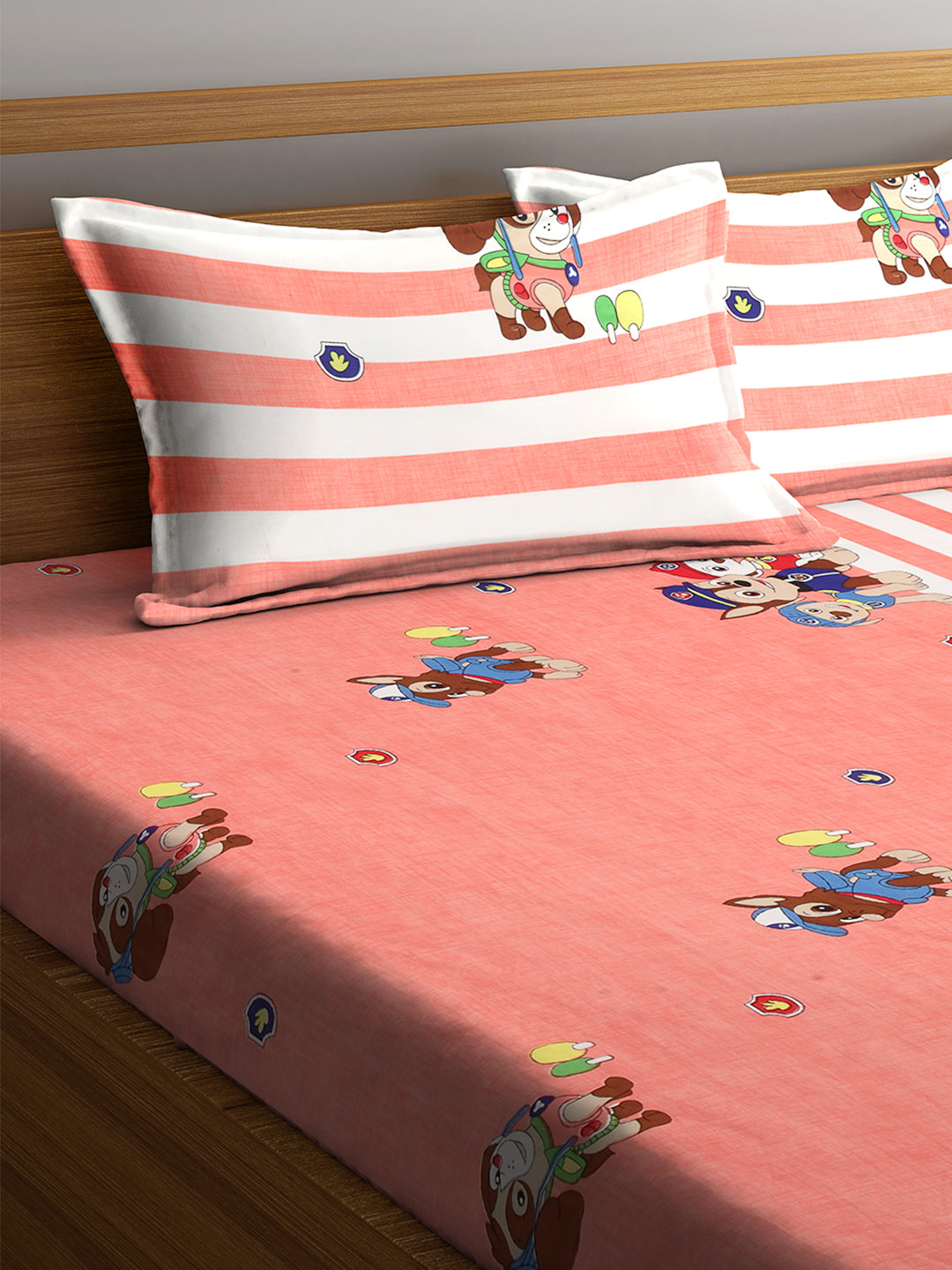 Special Kid's Edition Dinosaur Brown King Size Bed Sheet Set with 2 Pillow Covers by Klotthe® (250X220 cm)