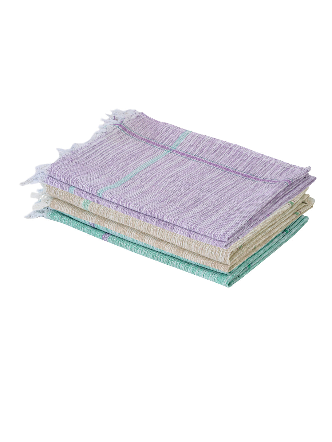 Klotthe Unisex Set of 6 MultiColor Striped Cotton Bath Towels