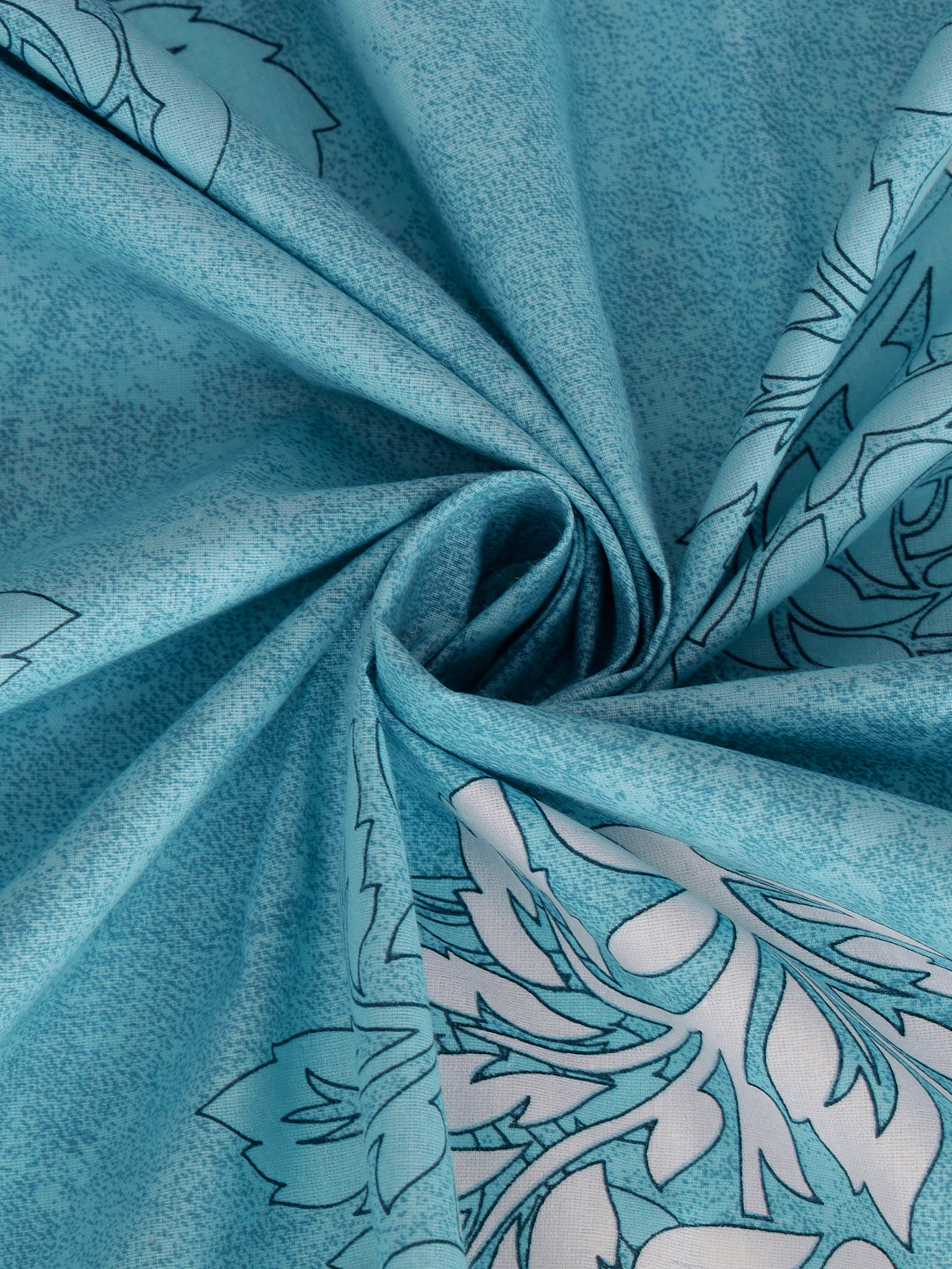 Klotthe Turquoise Floral 400 TC Pure Cotton Double Bedsheet with 2 Pillow Covers