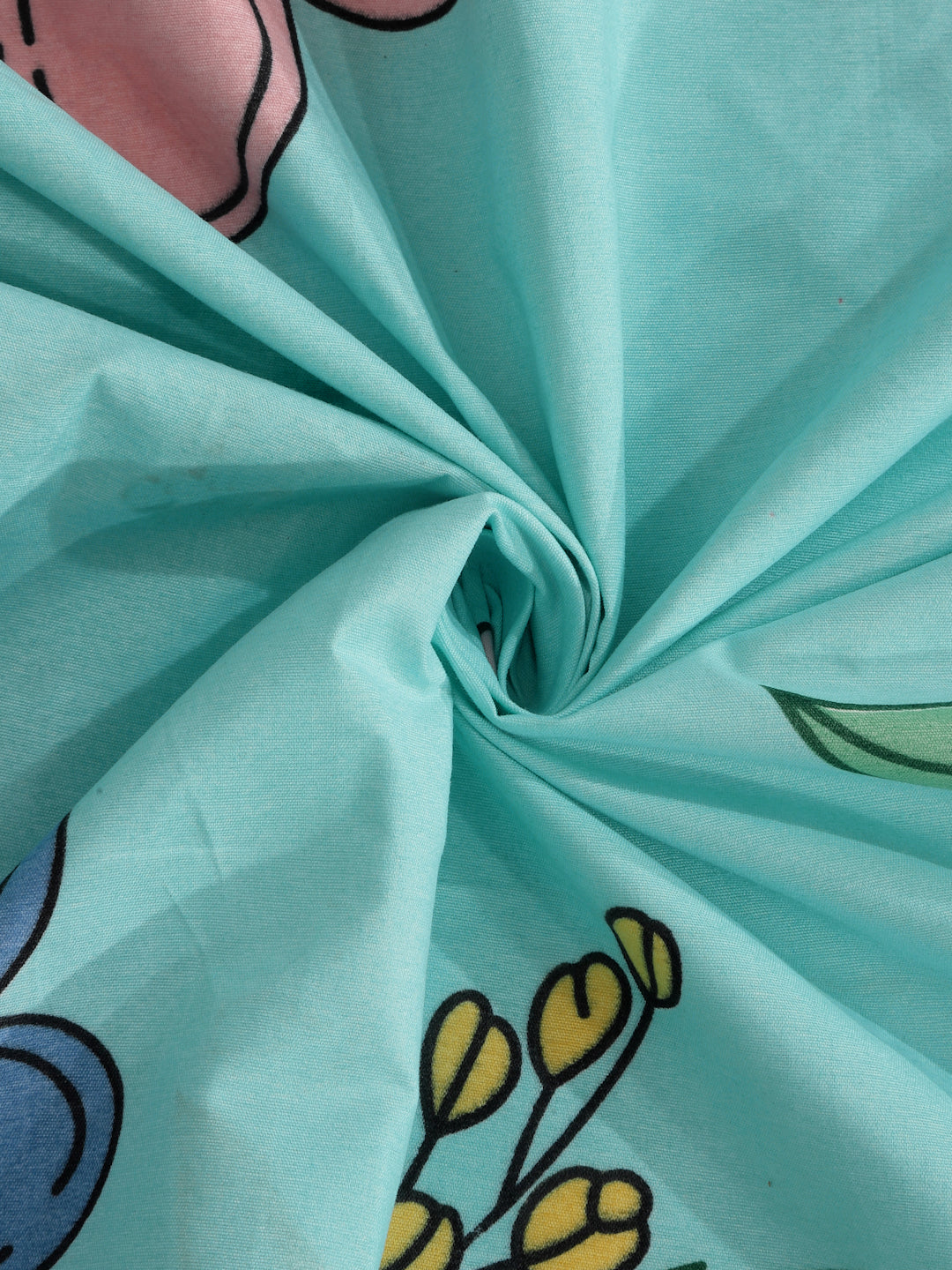 Klotthe Multicolor Floral 300 TC Cotton Blend Fitted Double Bedsheet in Book Fold Packing