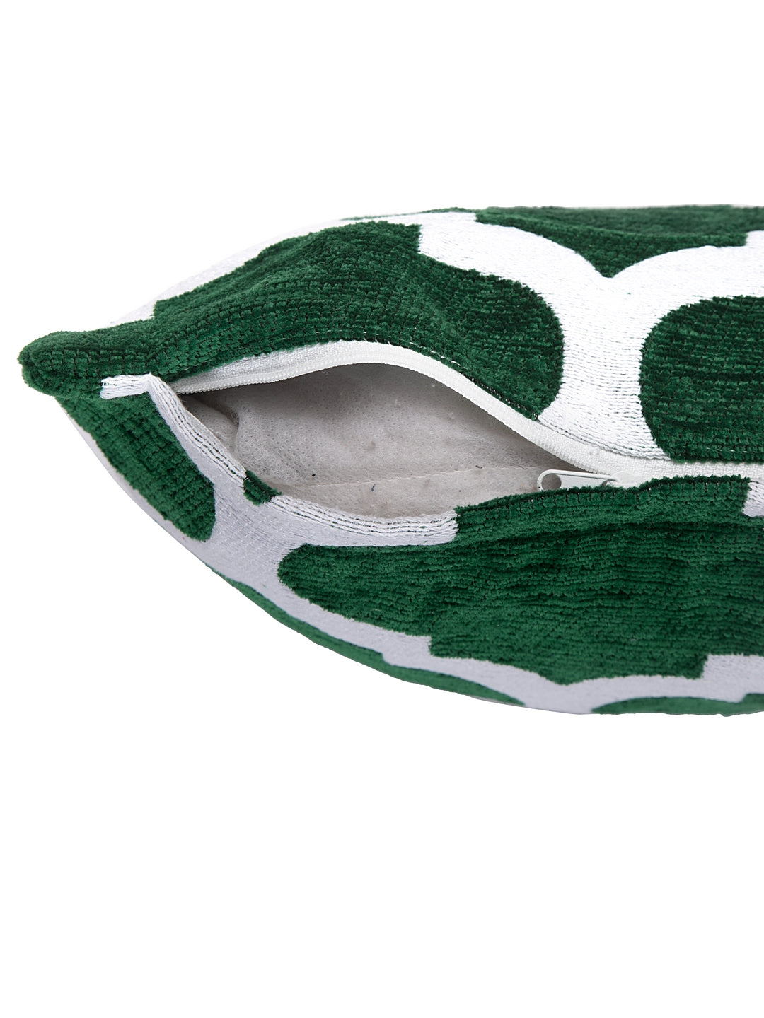KLOTTHE Set of Five Green Cotton Self Design Cushion Covers