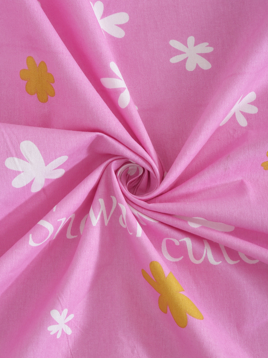 Klotthe Kids Pink Cotton 300 TC Double Bedsheet with 2 Pillow Covers