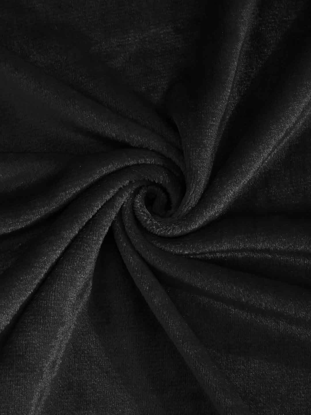 Klotthe Black Solid Woolen Fitted Single Bed Sheet with Pillow Cover