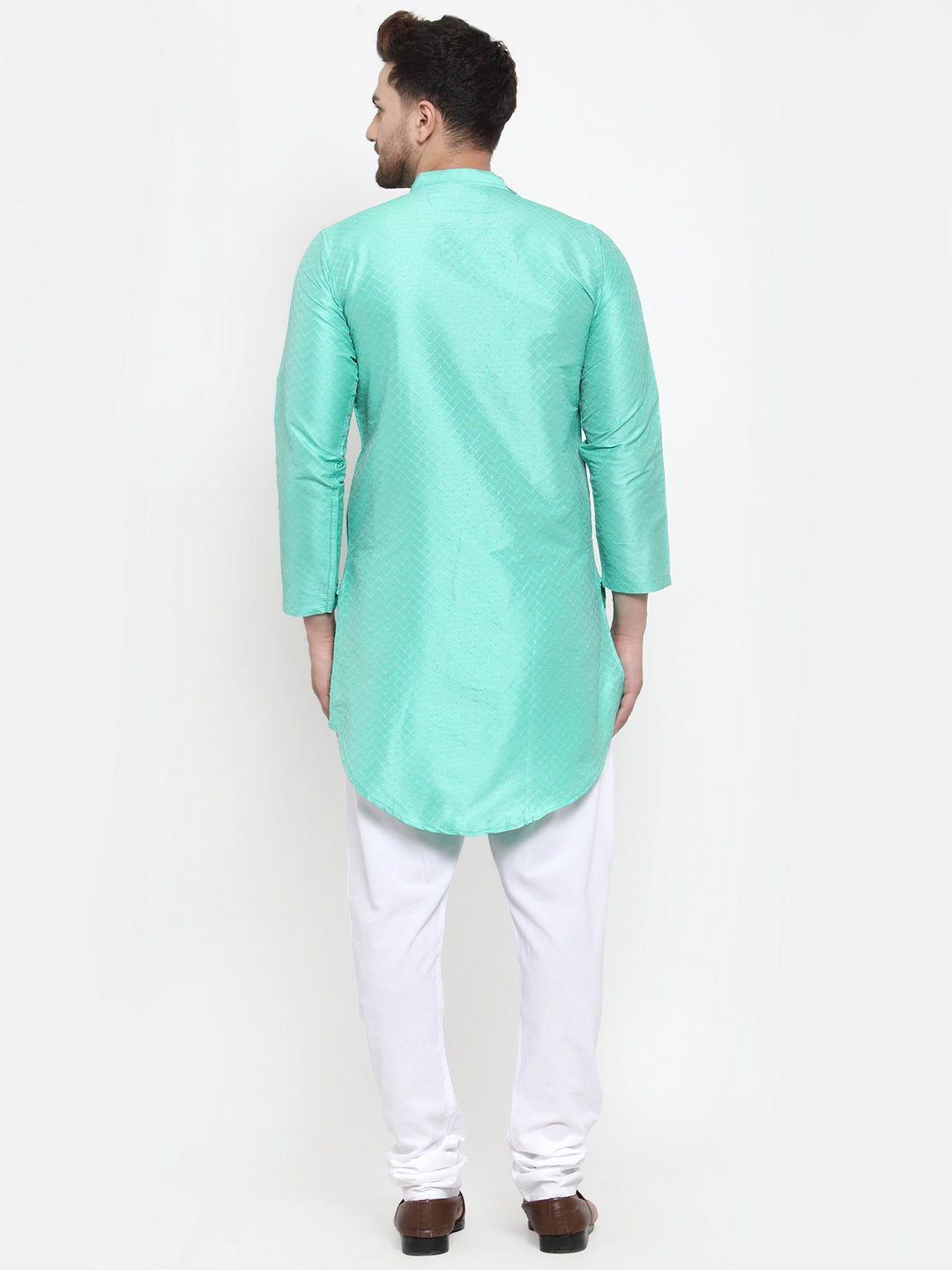 KLOTTHE LightGreen Cotton Self Design Kurta With Pyjama