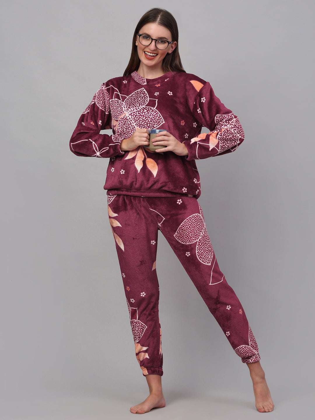 Klotthe Women MultiColor Printed Wool Blend Night Suit