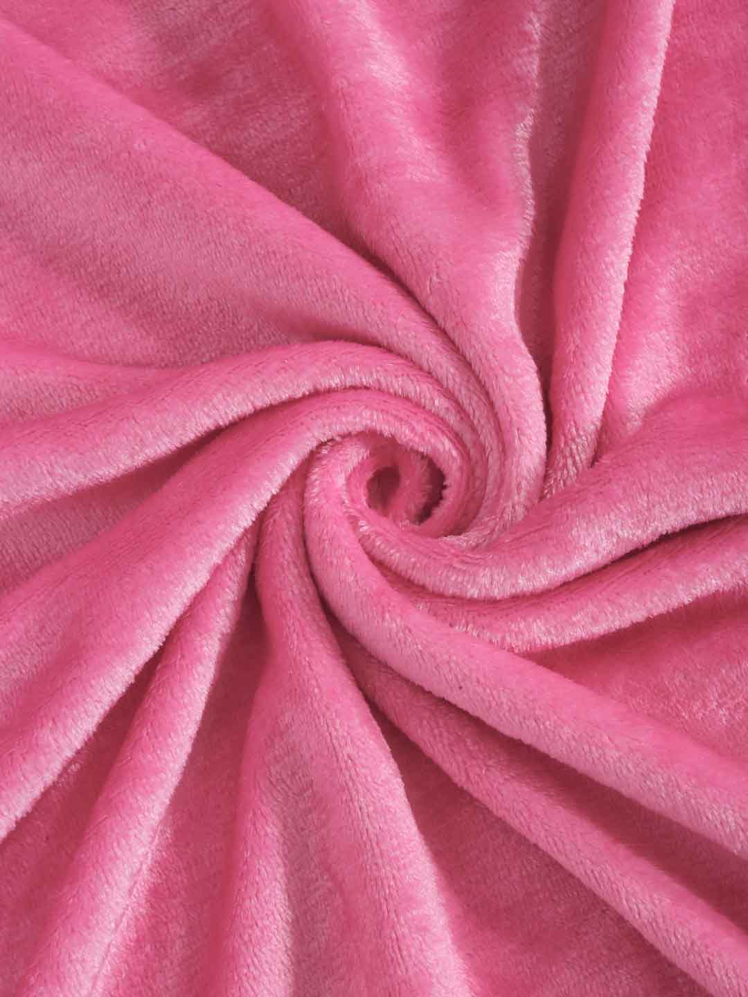 Klotthe Light Pink Solid Woolen Double Bed Sheet with 2 Pillow Covers