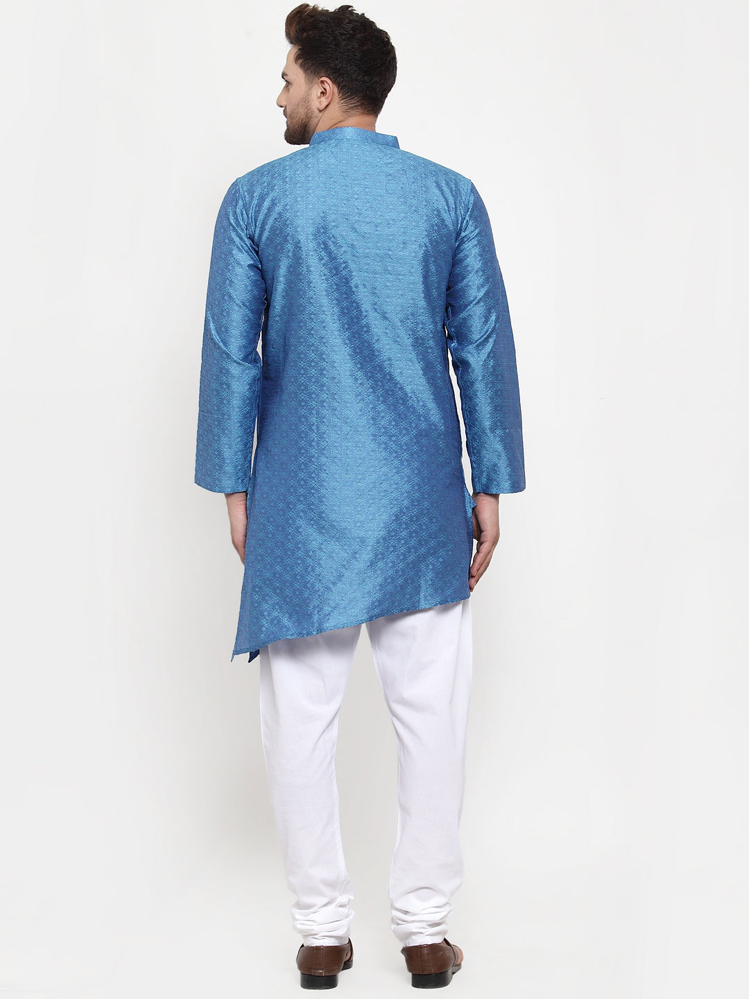 KLOTTHE Blue Cotton Self Design Kurta With Pyjama